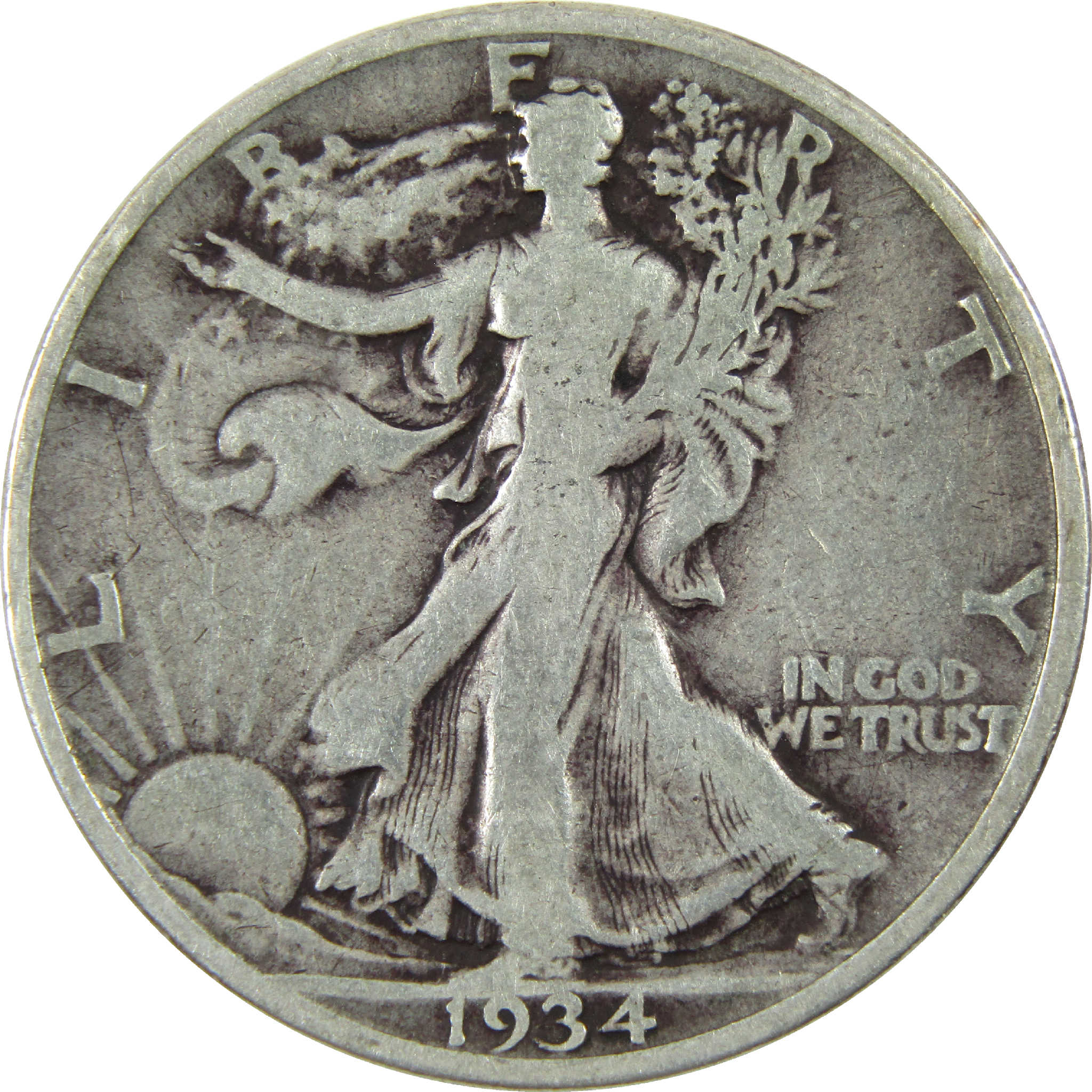 1934 S Liberty Walking Half Dollar VG Very Good Silver 50c SKU:I11875