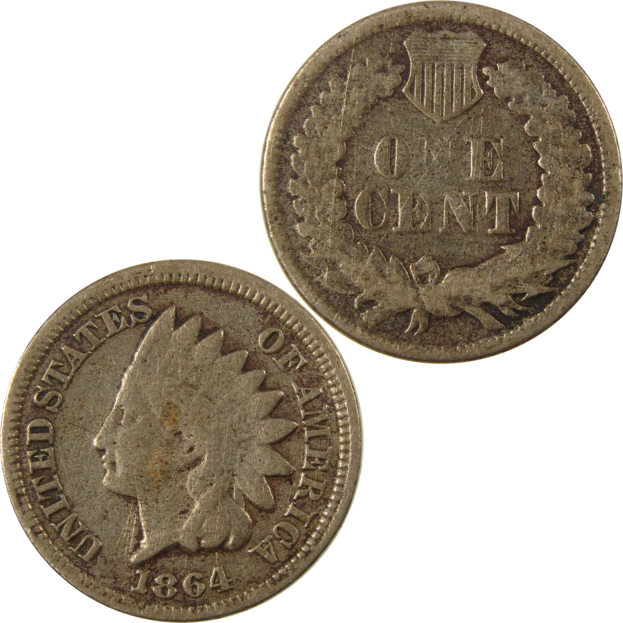 1864 Indian Head Copper-Nickel Cent G Good Details Penny 1c Coin Collectible SKU:CP1211