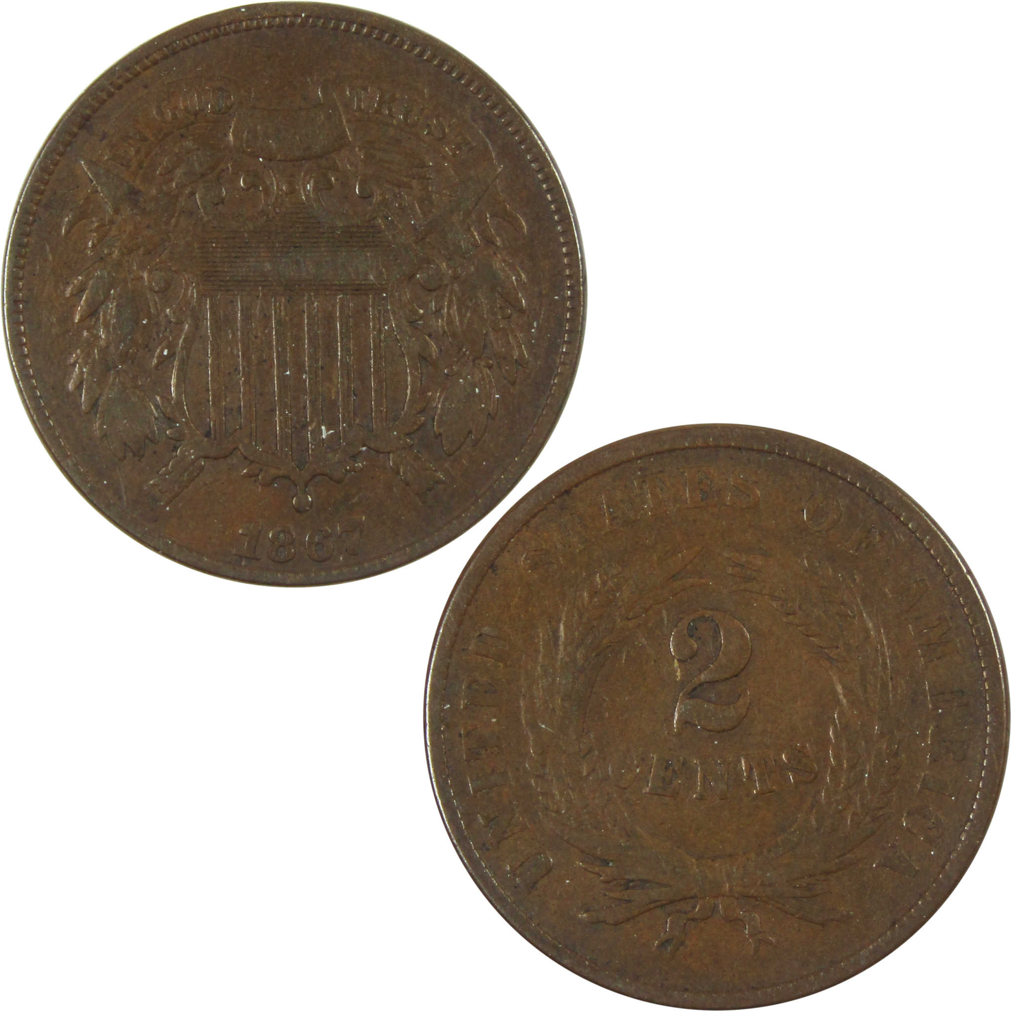 1867 Two Cent Piece VG Very Good 2c Coin SKU:I15138