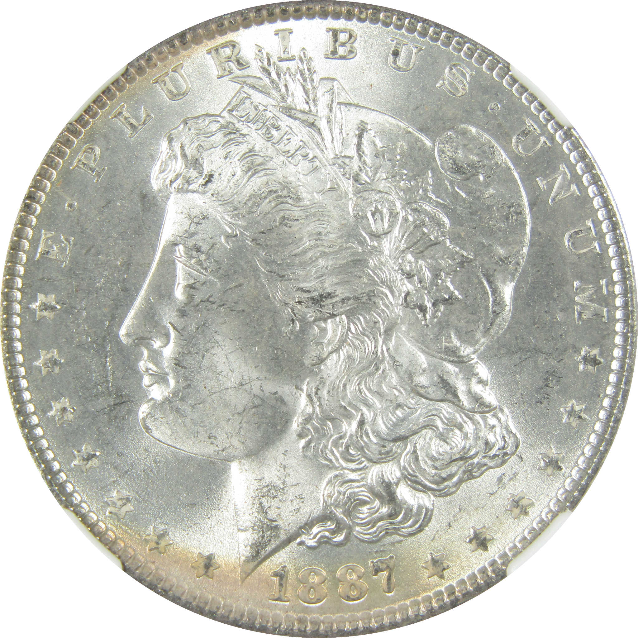 1887 Morgan Silver Dollar MS 63 NGC Uncirculated $1 Coin SKU:I27557