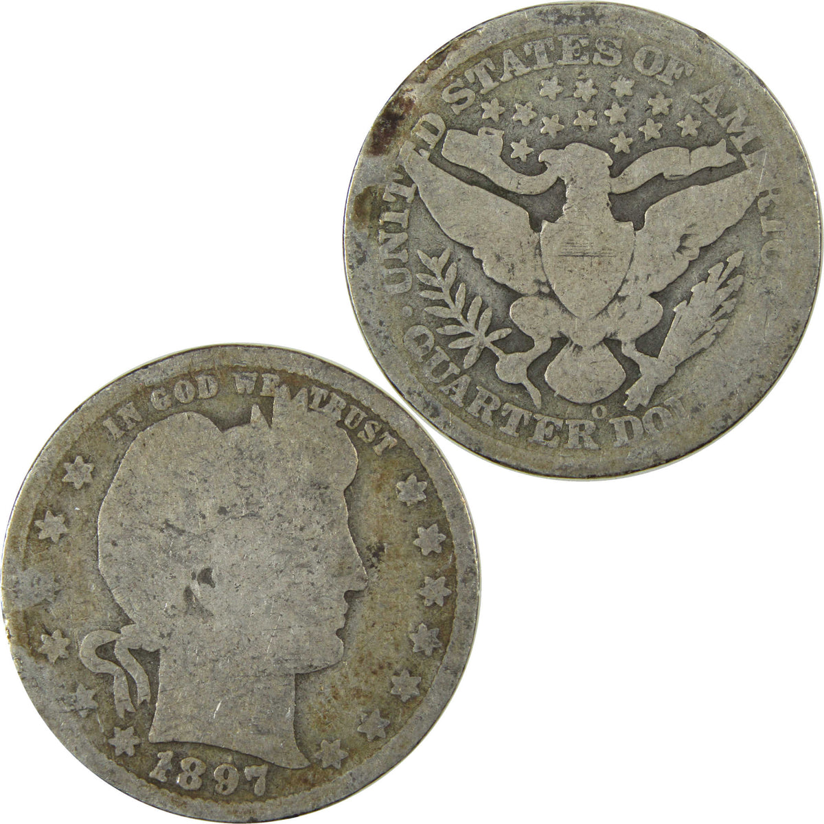 1897 O Barber Silver Quarter G Good Details 25c Coin SKU:I28532