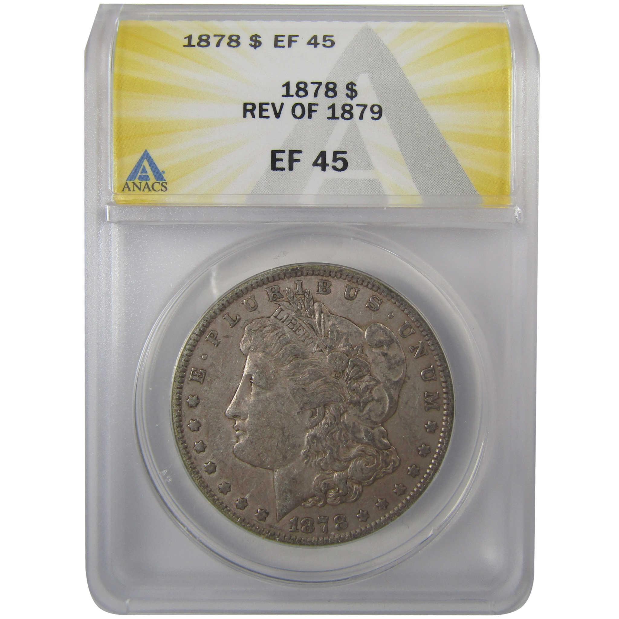 1878 7TF Rev 79 Morgan Silver Dollar EF 45 ANACS $1 Coin SKU:I24919 - Morgan coin - Morgan silver dollar - Morgan silver dollar for sale - Profile Coins &amp; Collectibles