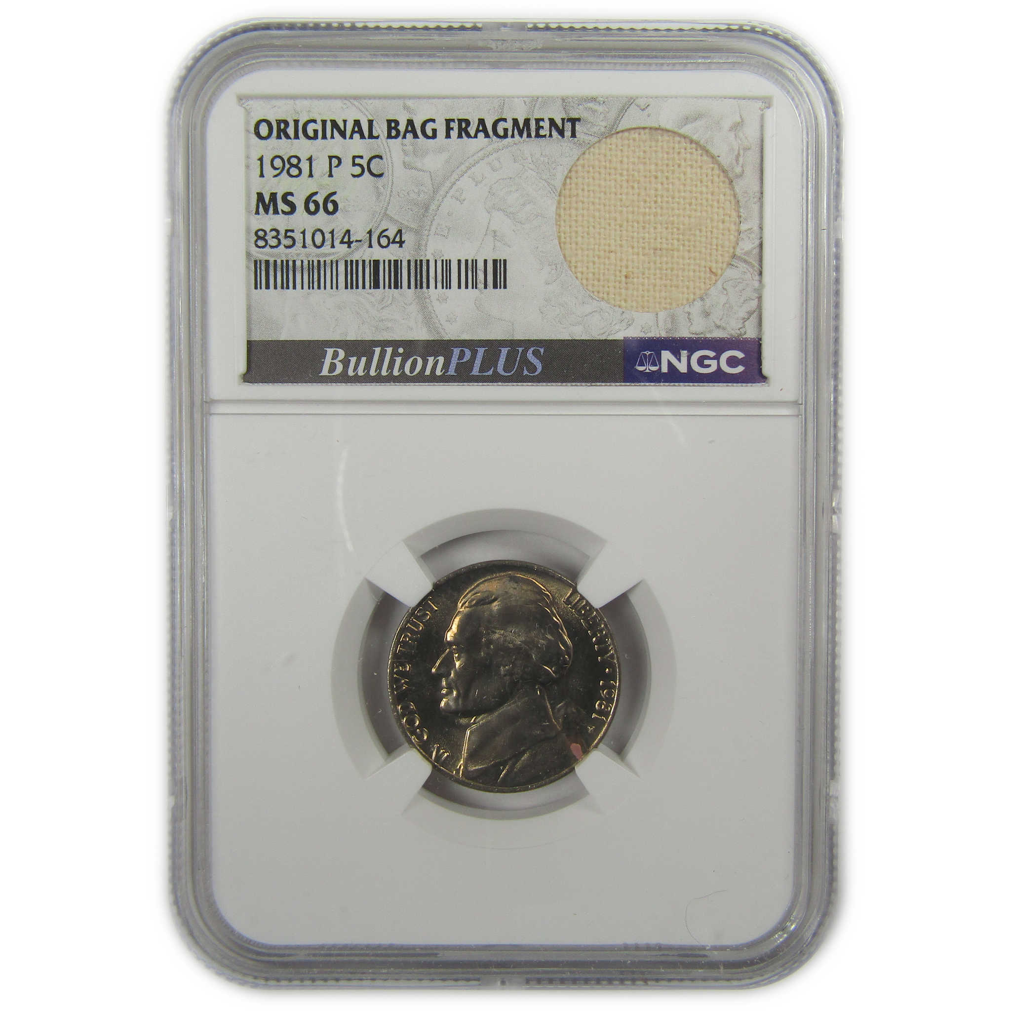 1981 P Jefferson Nickel MS 66 NGC Original Bag Fragment SKU:I20333