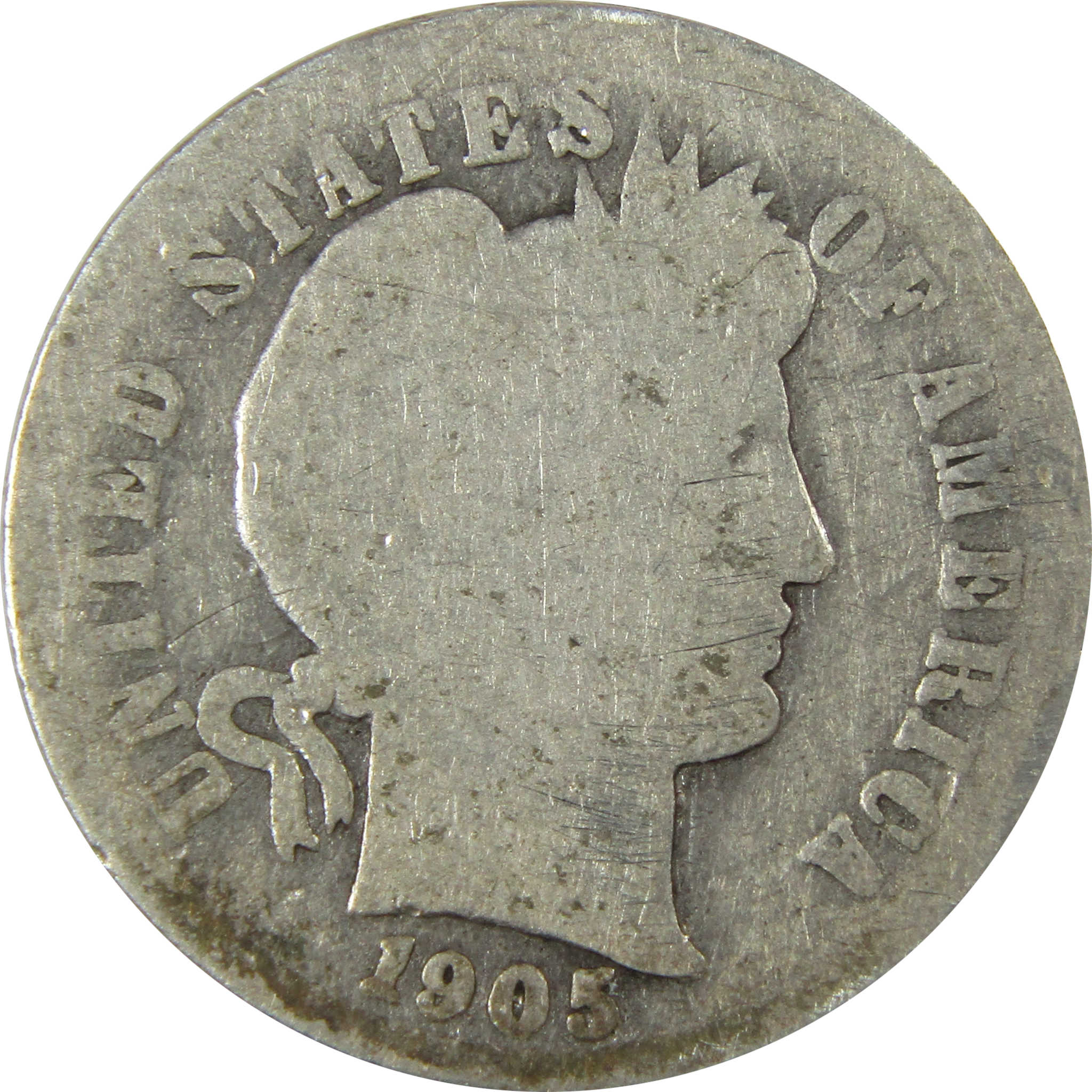 1905 O Micro O Barber Silver Dime AG About Good Details SKU:I26620