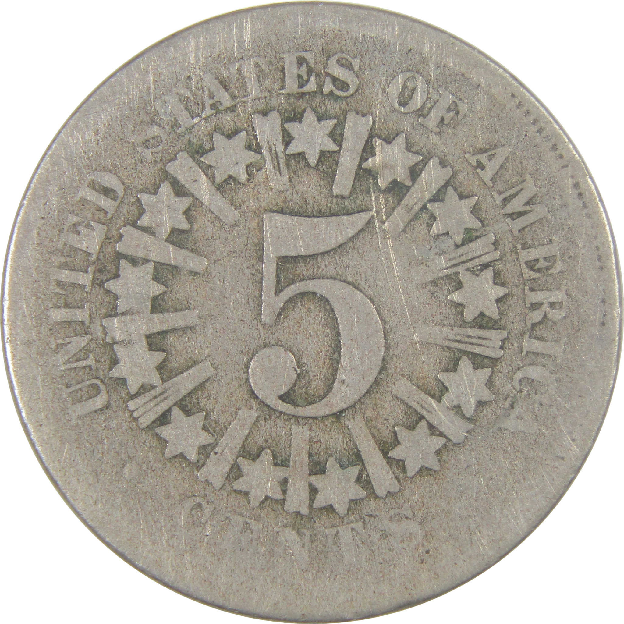 1866 Rays Shield Nickel AG About Good 5c Coin SKU:I16805