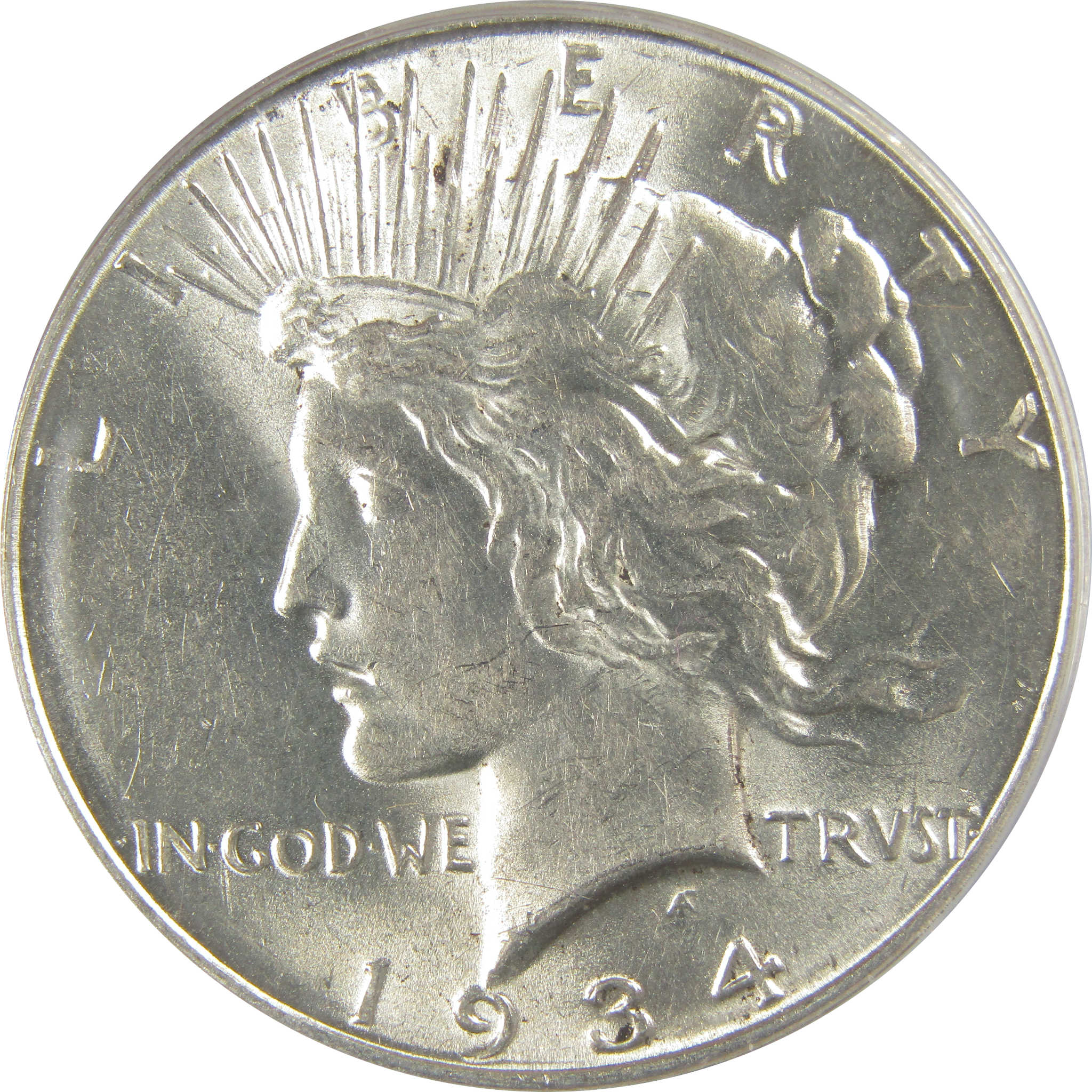 1934 D Peace Dollar AU 58 ANACS Silver $1 Coin SKU:I20426