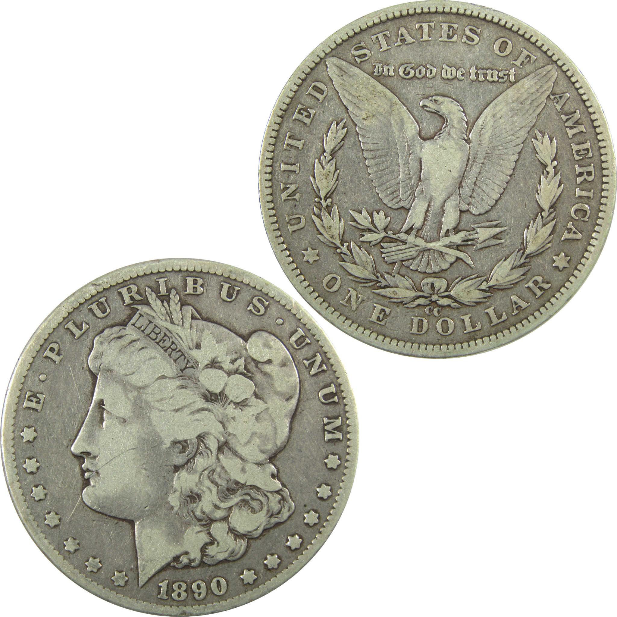 1890 CC Tail Bar Morgan Silver Dollar F Fine $1 Coin SKU:CP1356 - Morgan coin - Morgan silver dollar - Morgan silver dollar for sale - Profile Coins &amp; Collectibles