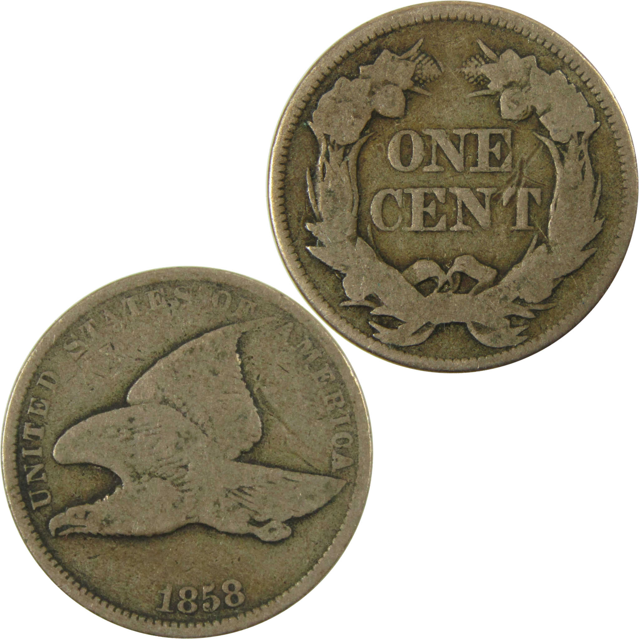 1858 Large Letters Flying Eagle Cent G Good Penny 1c Coin SKU:I28337