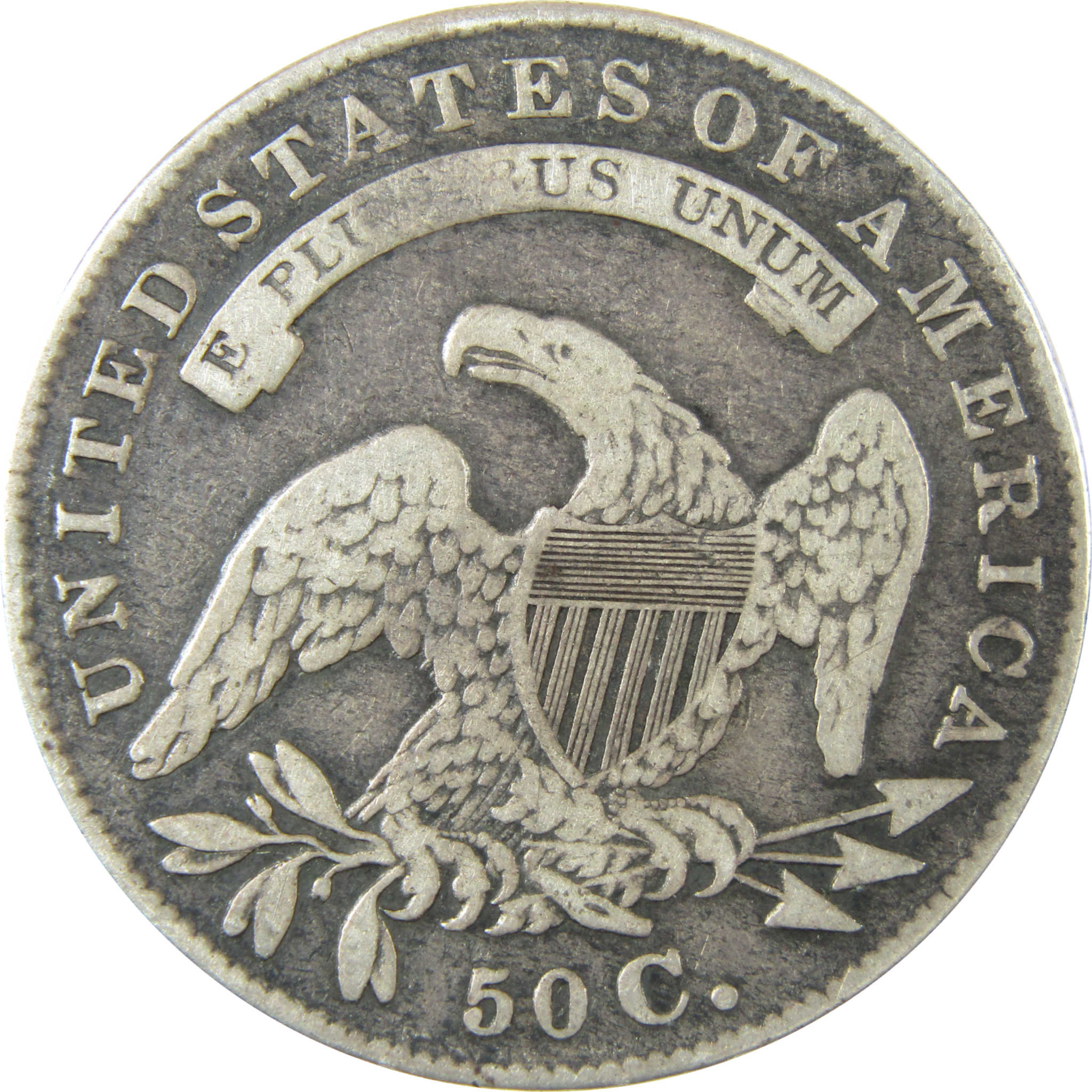 1835 Capped Bust Silver Half Dollar F Fine Details SKU:CP1499