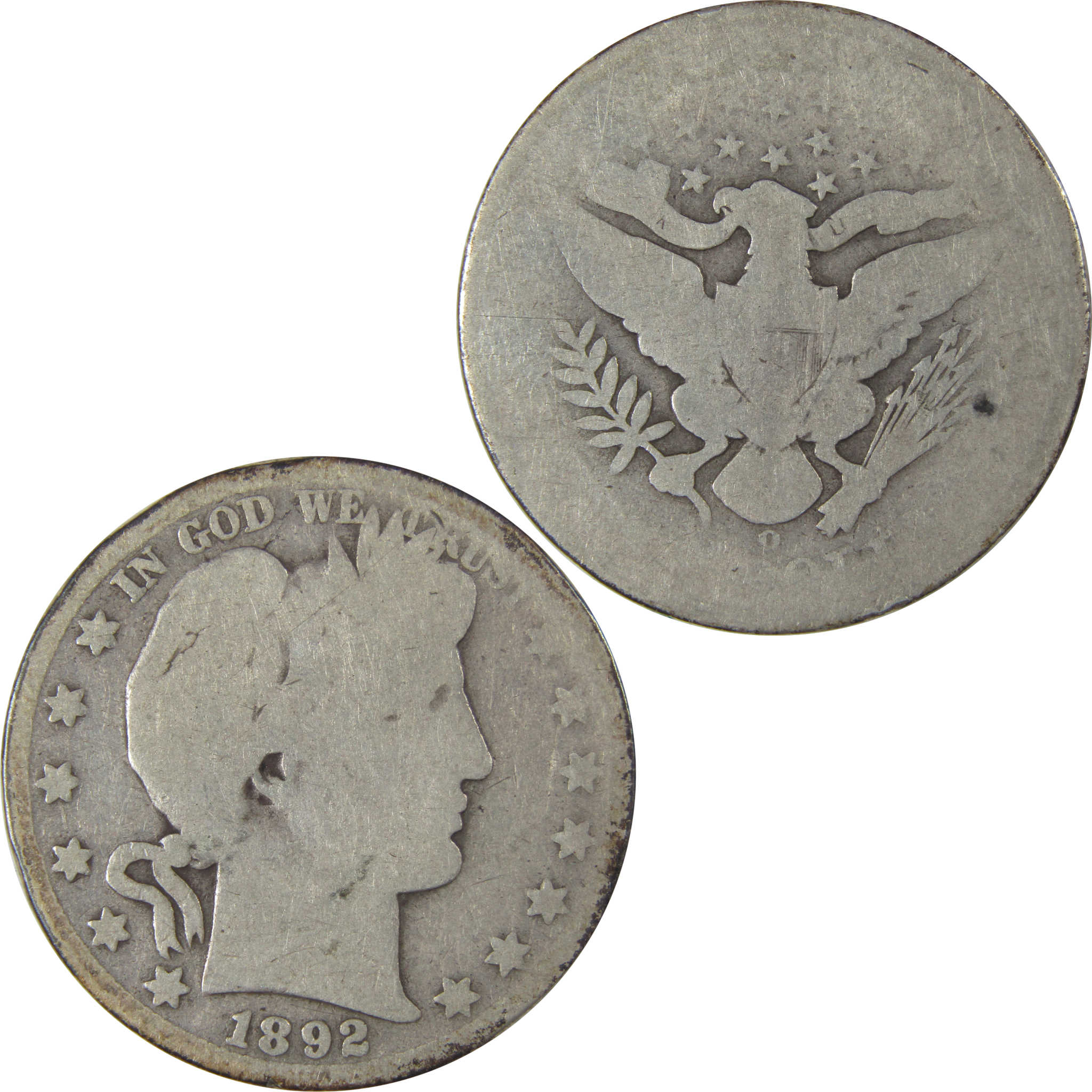 1892 O Barber Half Dollar AG About Good Silver 50c Coin SKU:I22758