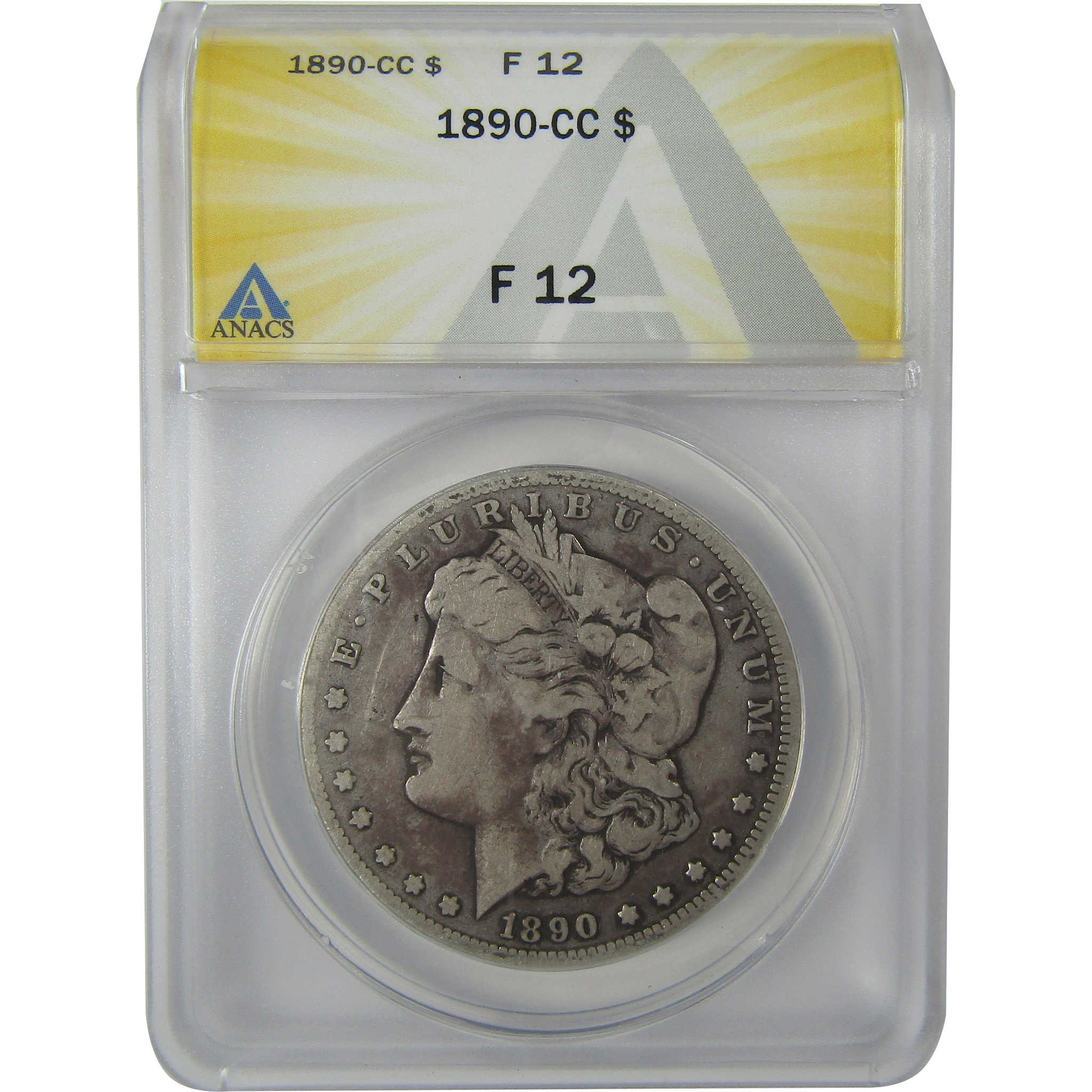1890 CC Morgan Dollar F 12 ANACS Silver $1 Coin Collectible SKU:I23656 - Morgan coin - Morgan silver dollar - Morgan silver dollar for sale - Profile Coins &amp; Collectibles