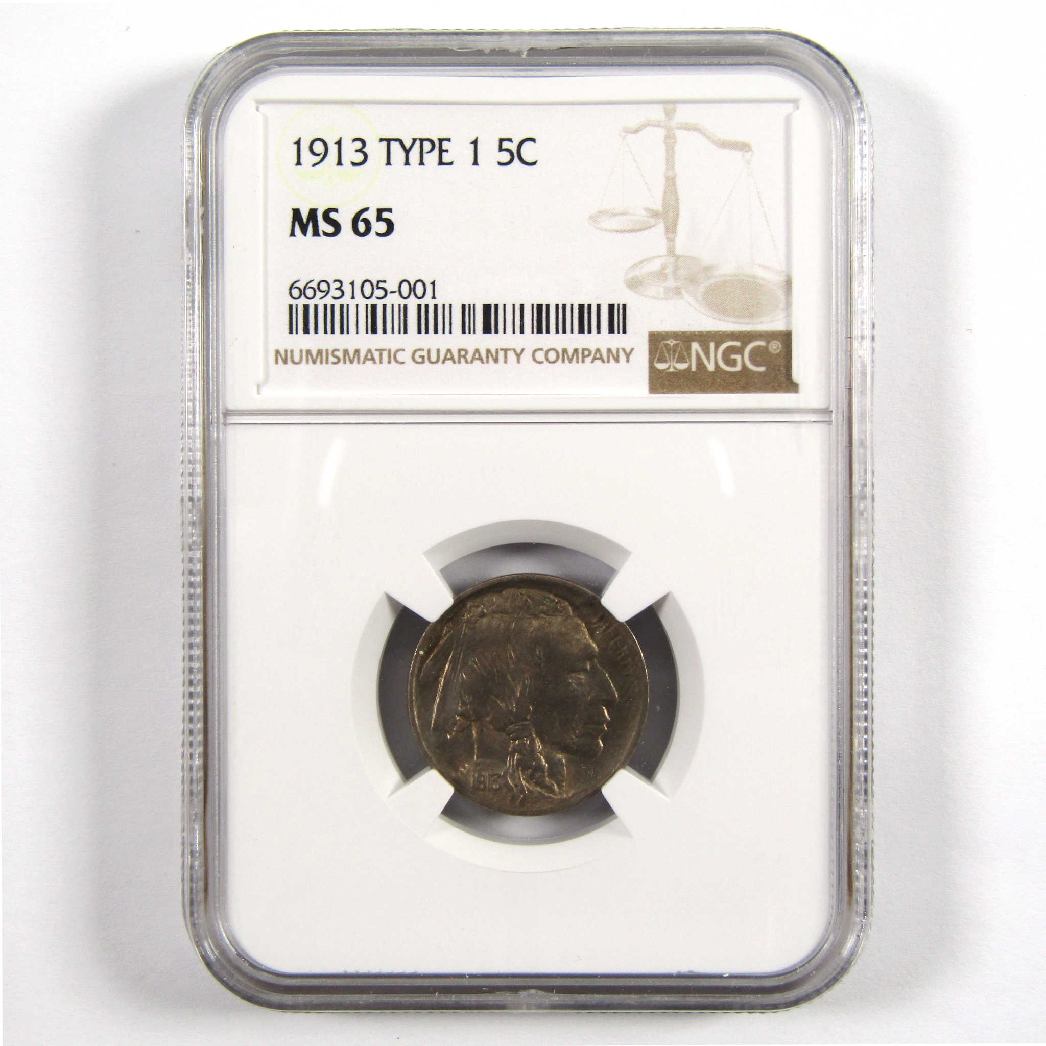 1913 Type 1 Indian Head Buffalo Nickel MS 65 NGC 5c Unc SKU:I11083