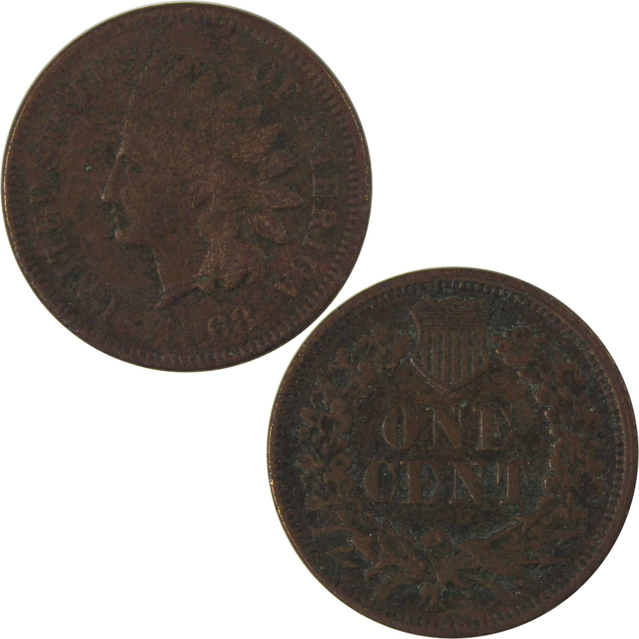 1868 Indian Head Cent AG About Good Details Penny 1c Coin SKU:I22738