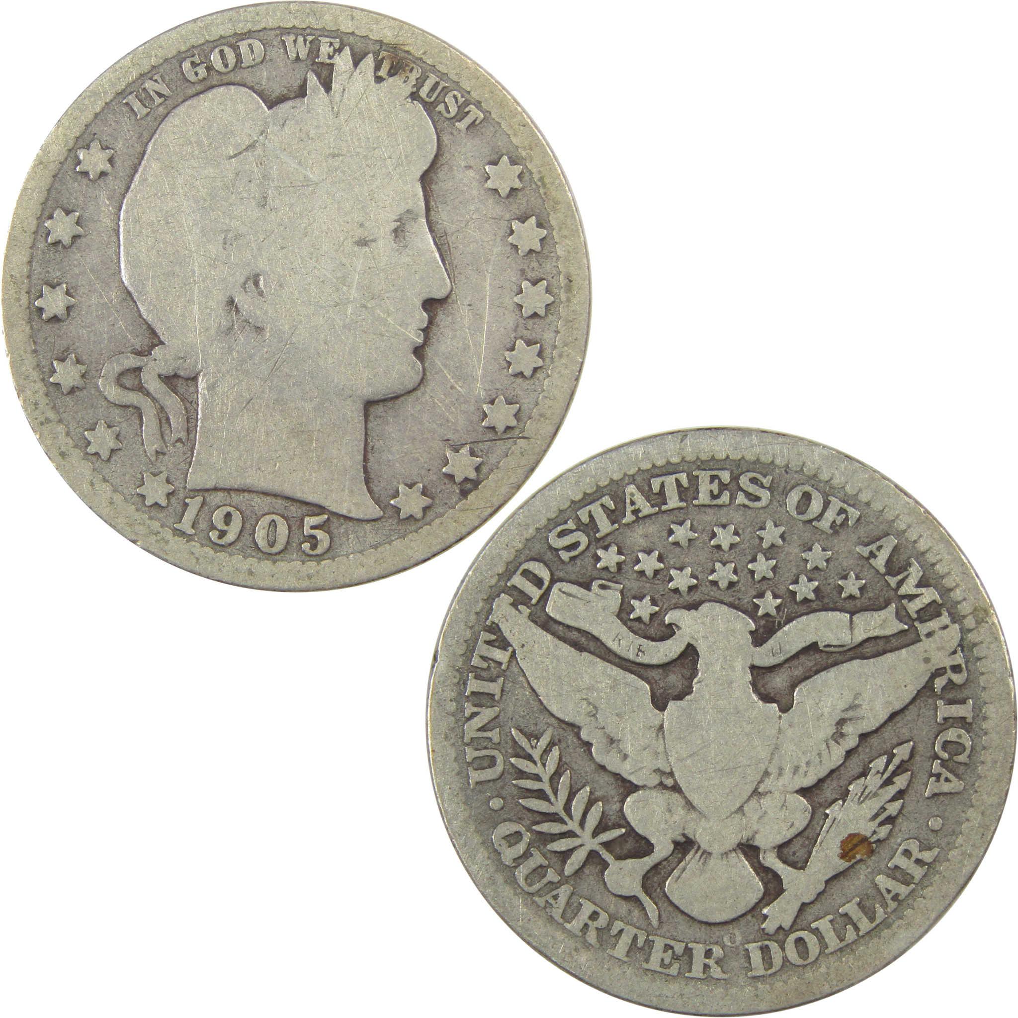 1905 O Barber Quarter G Good Details Silver 25c Coin SKU:I21818