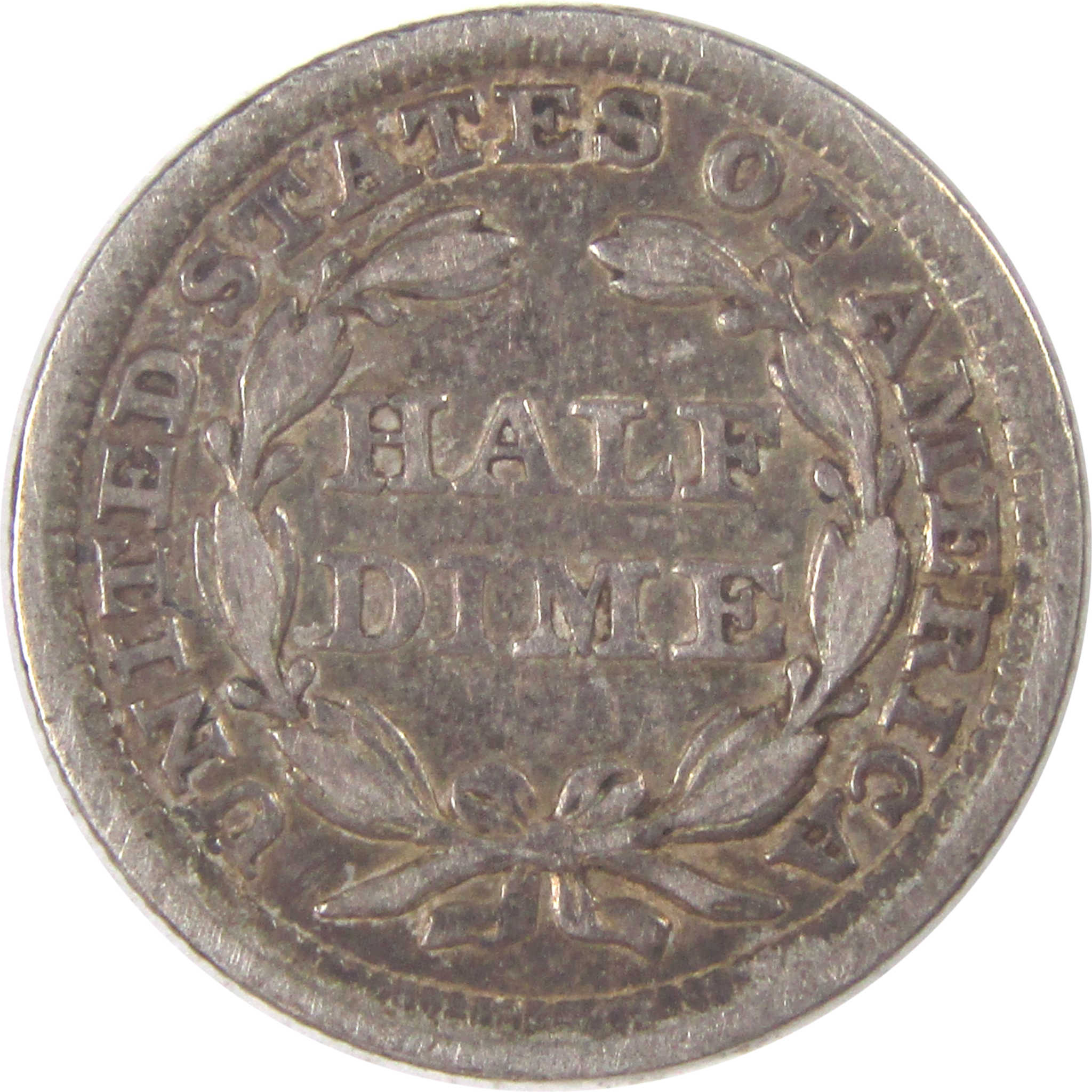 1858 Seated Liberty Half Dime F Fine Silver 5c Coin SKU:I16932