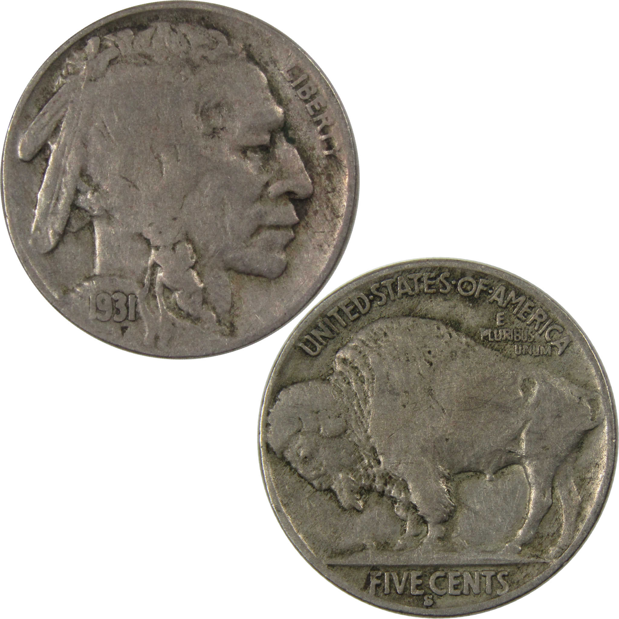 1931 S Indian Head Buffalo Nickel F Fine 5c Coin SKU:I23473