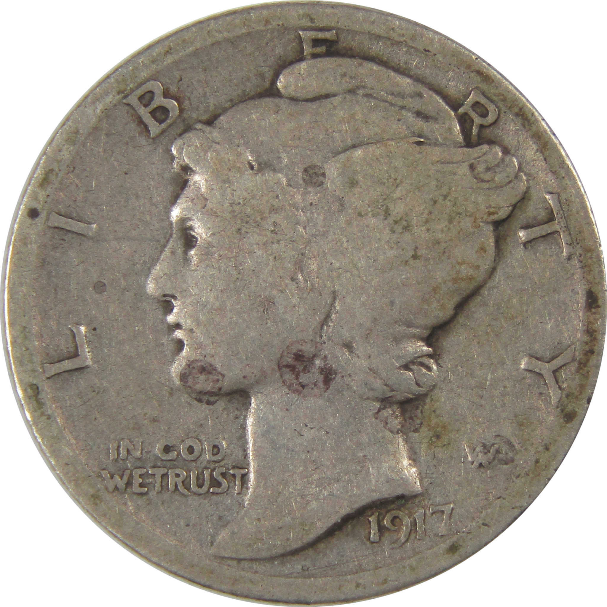 1917 D Mercury Dime VG Very Good Silver 10c Coin SKU:I23735