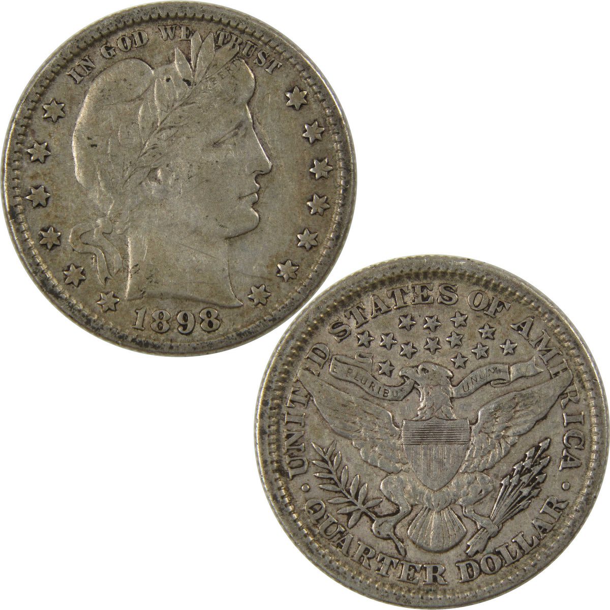 1898 Barber Silver Quarter XF EF Extremely Fine 25c Coin Collectible