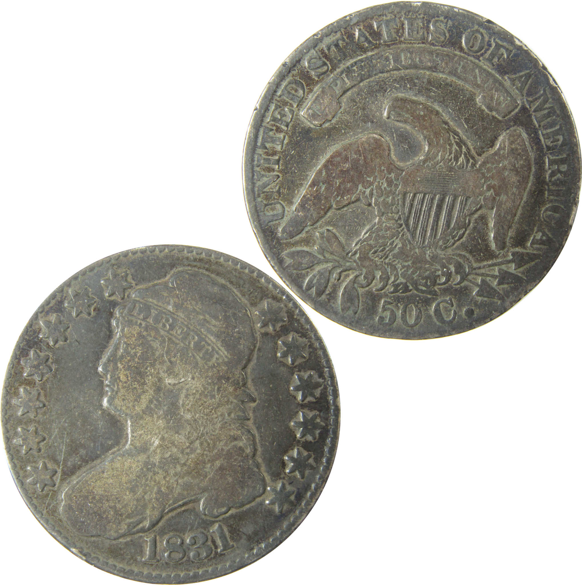 1831 Capped Bust Silver Half Dollar G Good SKU:CP1491