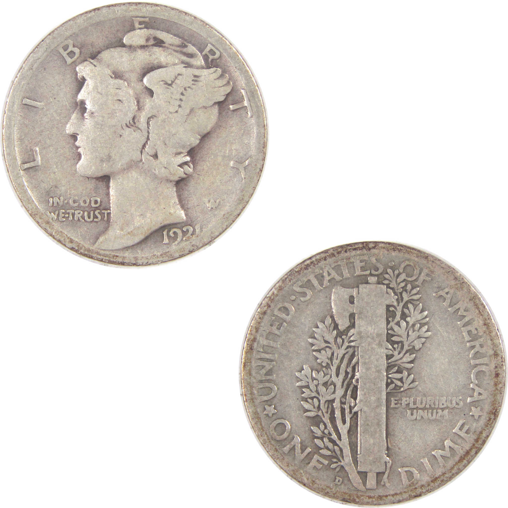 1921 D Mercury Dime VG Very Good Silver 10c Coin SKU:I16921