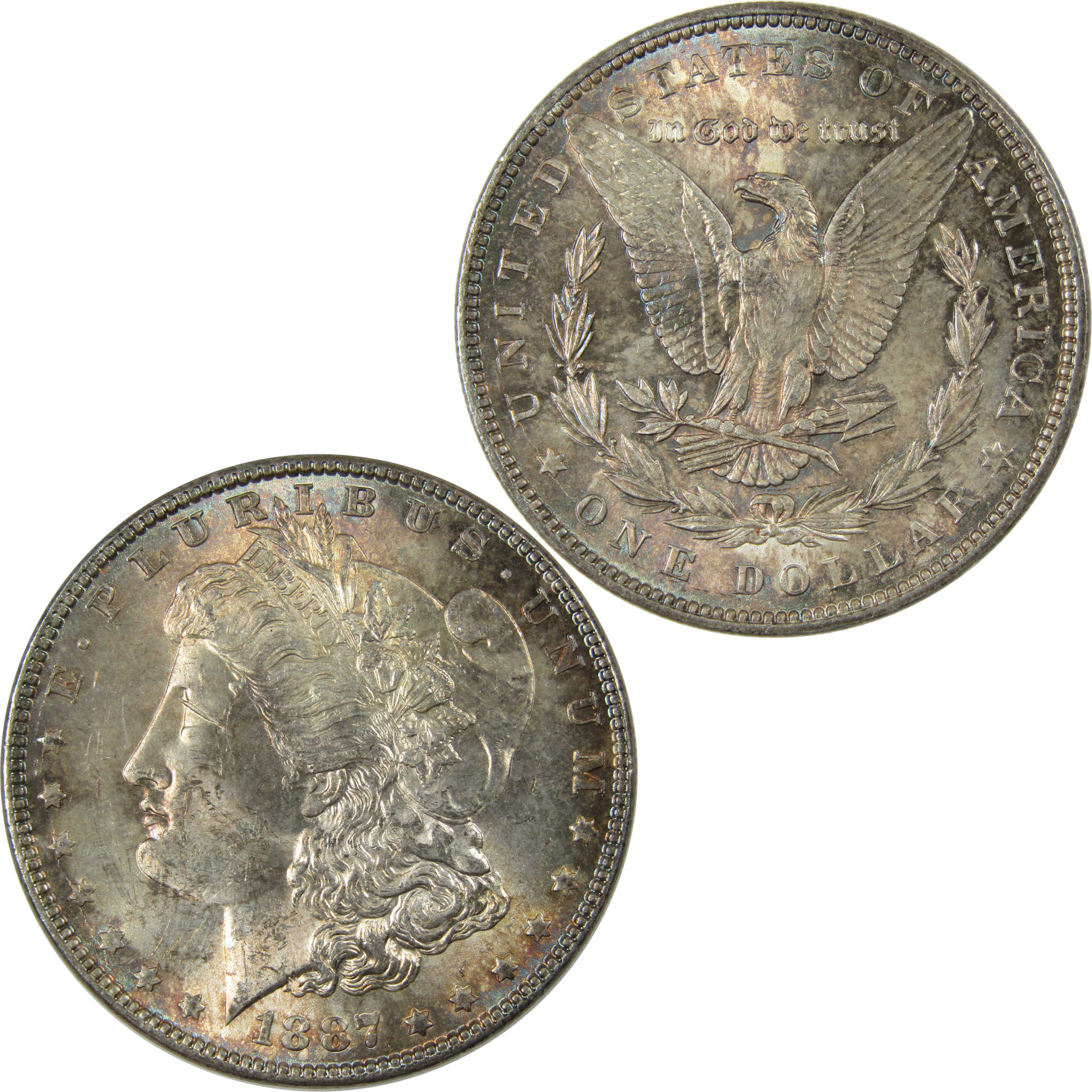 1887 Morgan Dollar Uncirculated Mint State Silver Toned SKU:I23455