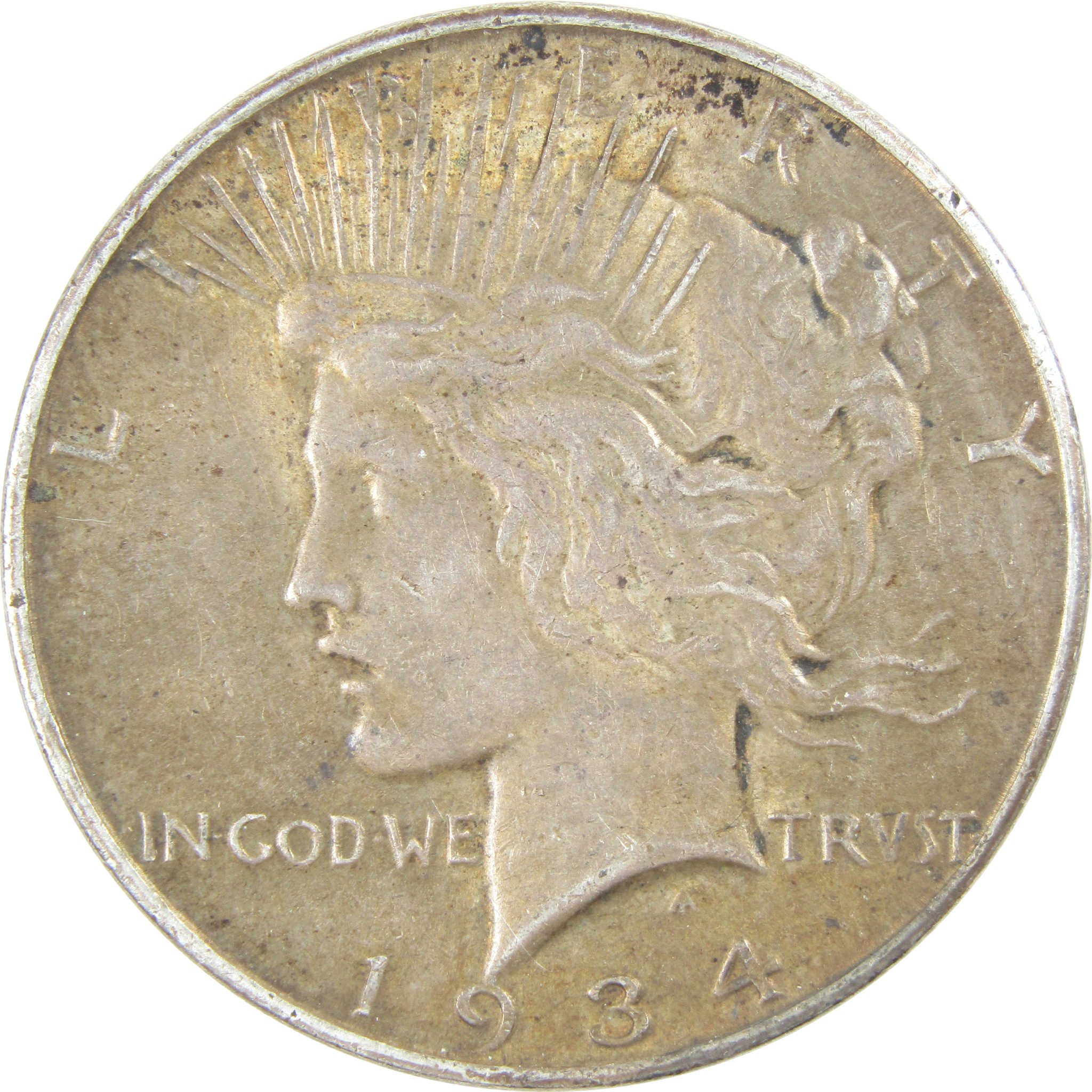 1934 D Peace Dollar XF EF Extremely Fine Silver $1 Coin SKU:I13691