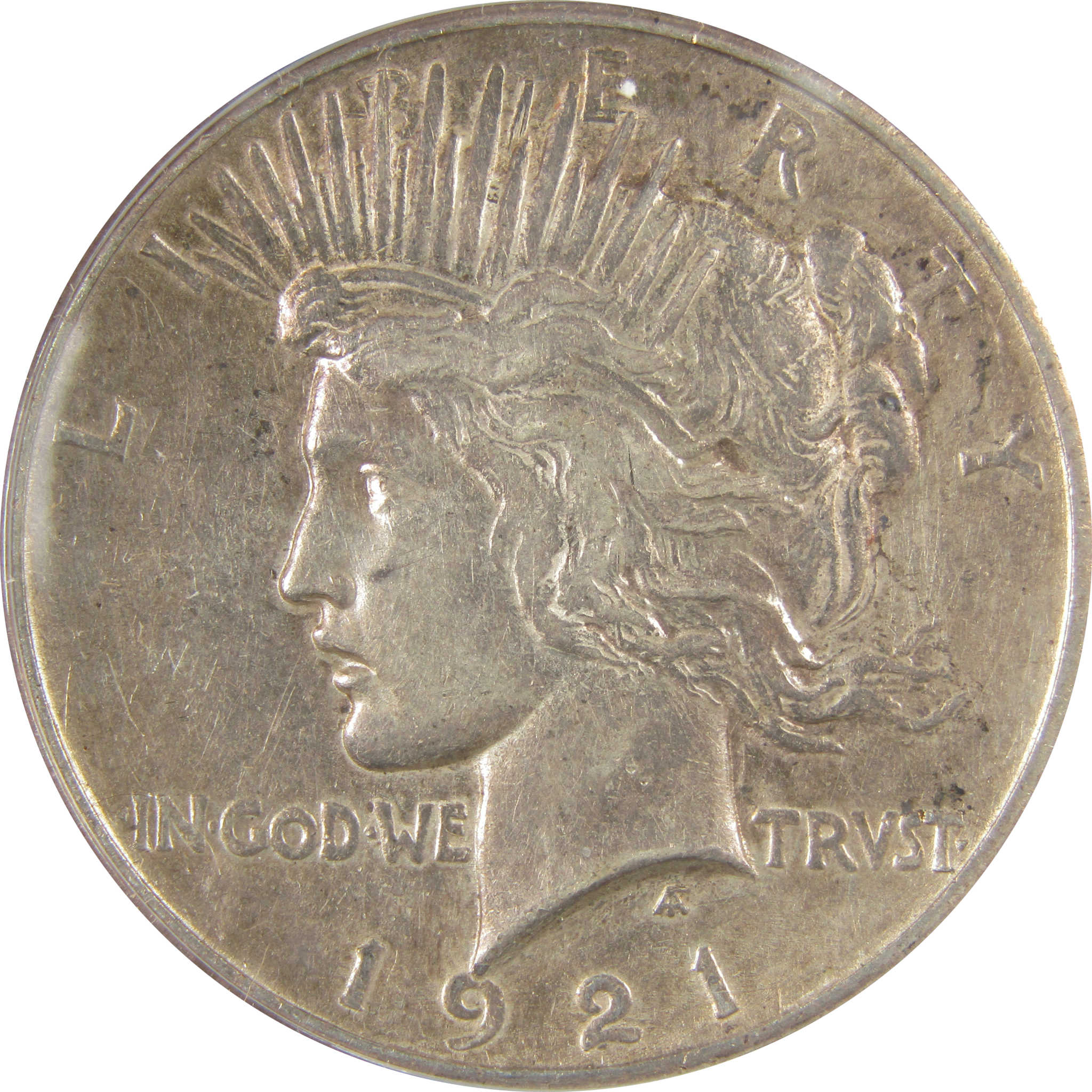 1921 High Relief Peace Dollar AU 53 Details ANACS Silver SKU:I21389