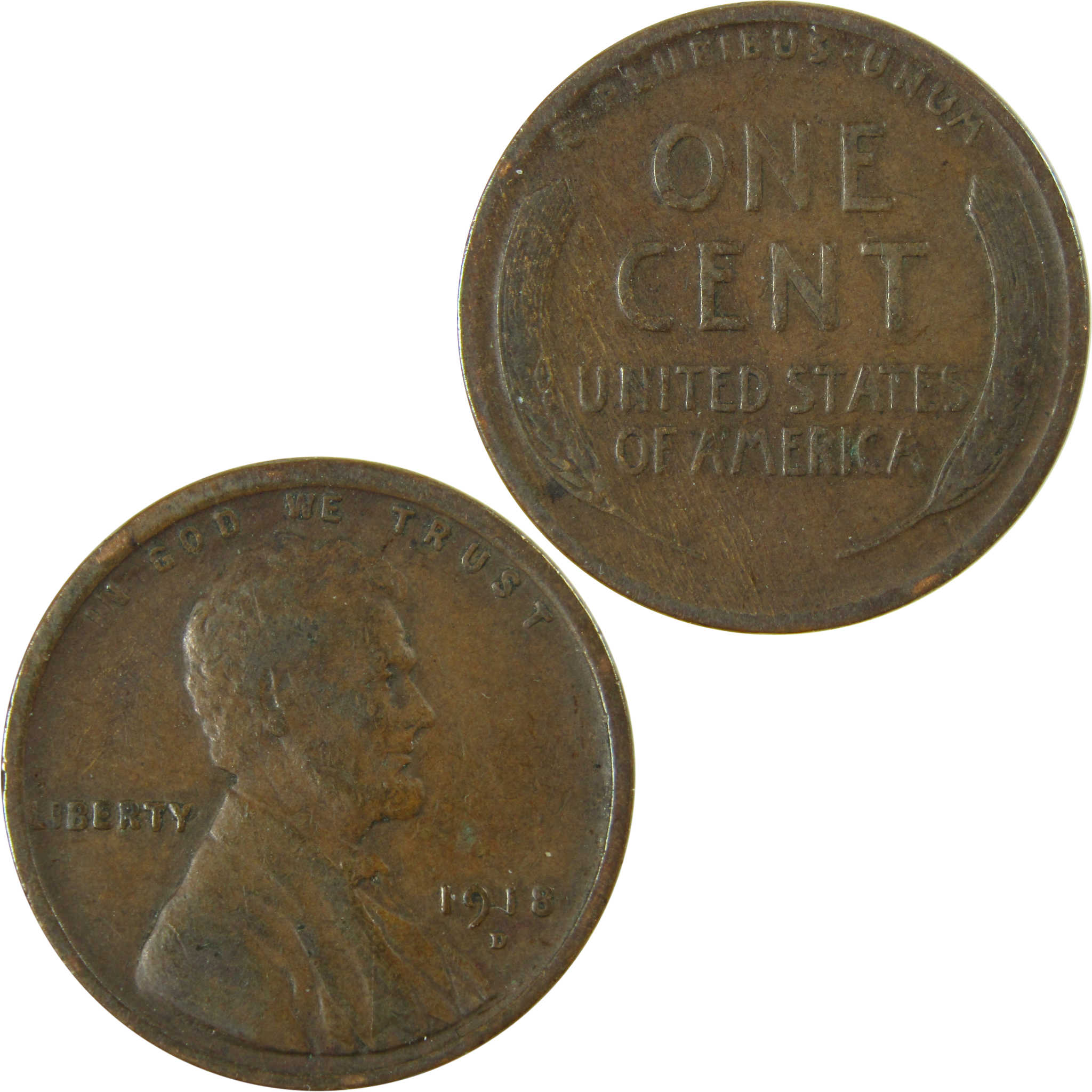 1918 D Lincoln Wheat Cent VF Very Fine Penny 1c Coin SKU:I25873
