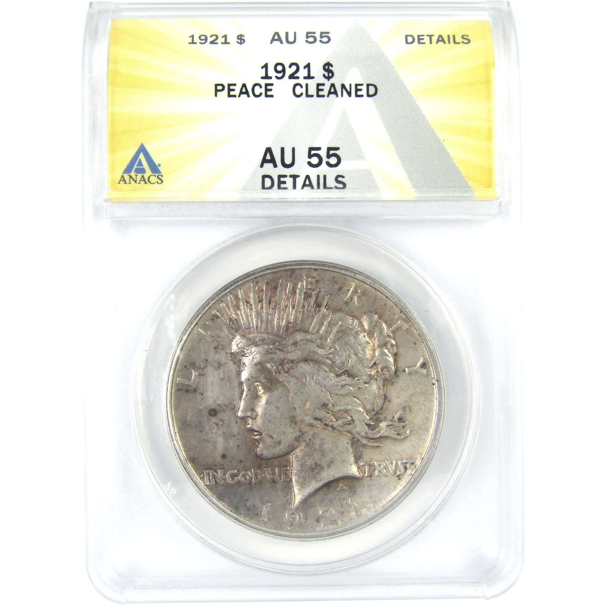 1921 High Relief Peace Dollar AU 55 Details ANACS Silver $1 SKU:I16239