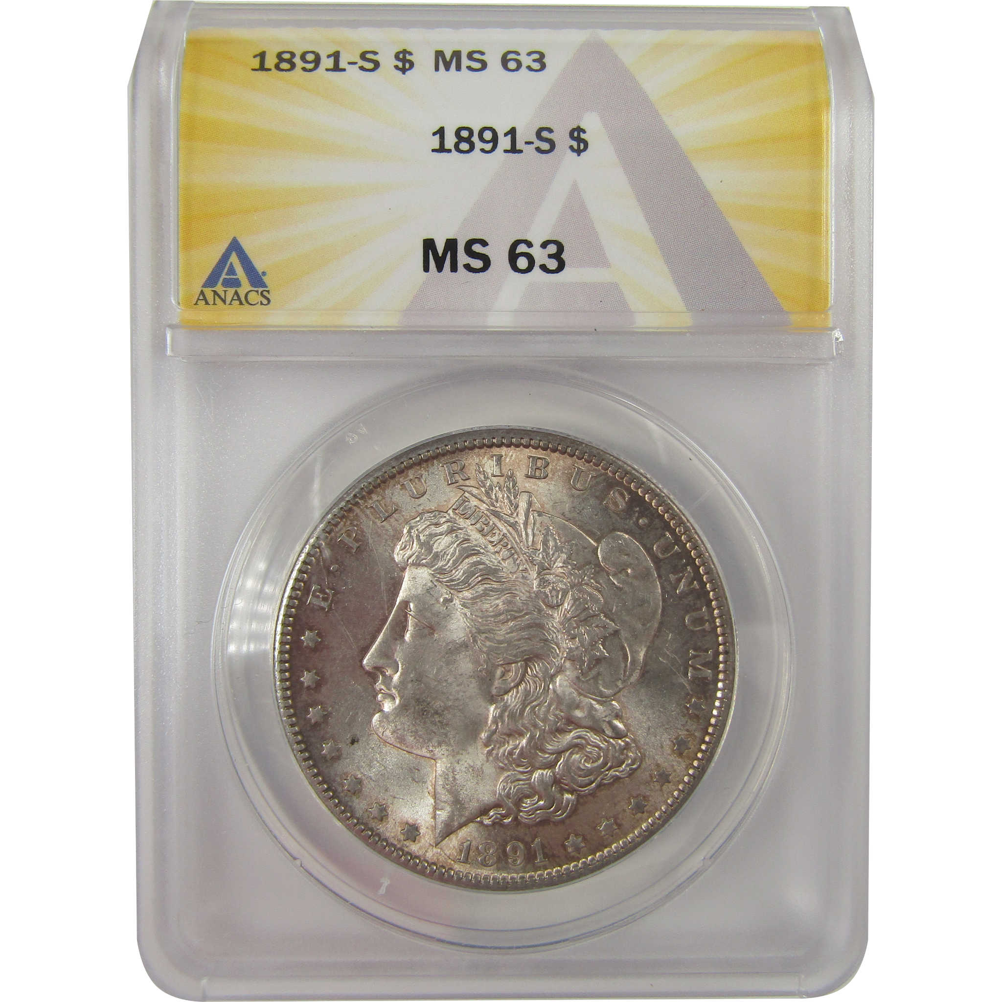 1891 S Morgan Dollar MS 63 ANACS Silver Uncirculated Toned SKU:I20904