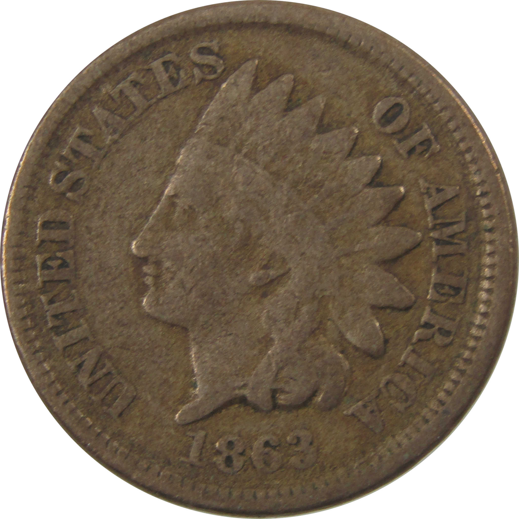 1863 Indian Head Cent VG Very Good Penny 1c Coin SKU:I24299