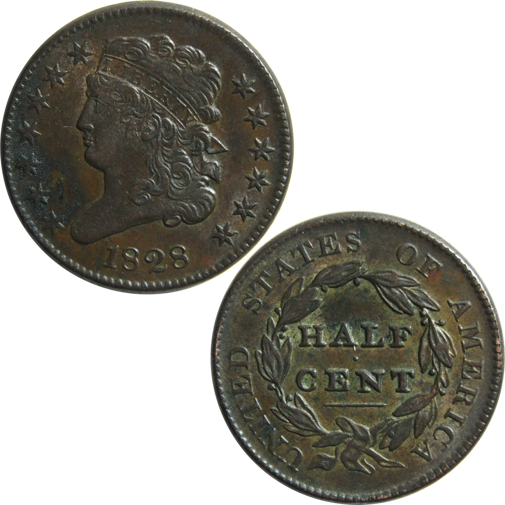 1828 13 Stars Classic Head Half Cent AU About Uncirculated SKU:CPC7148