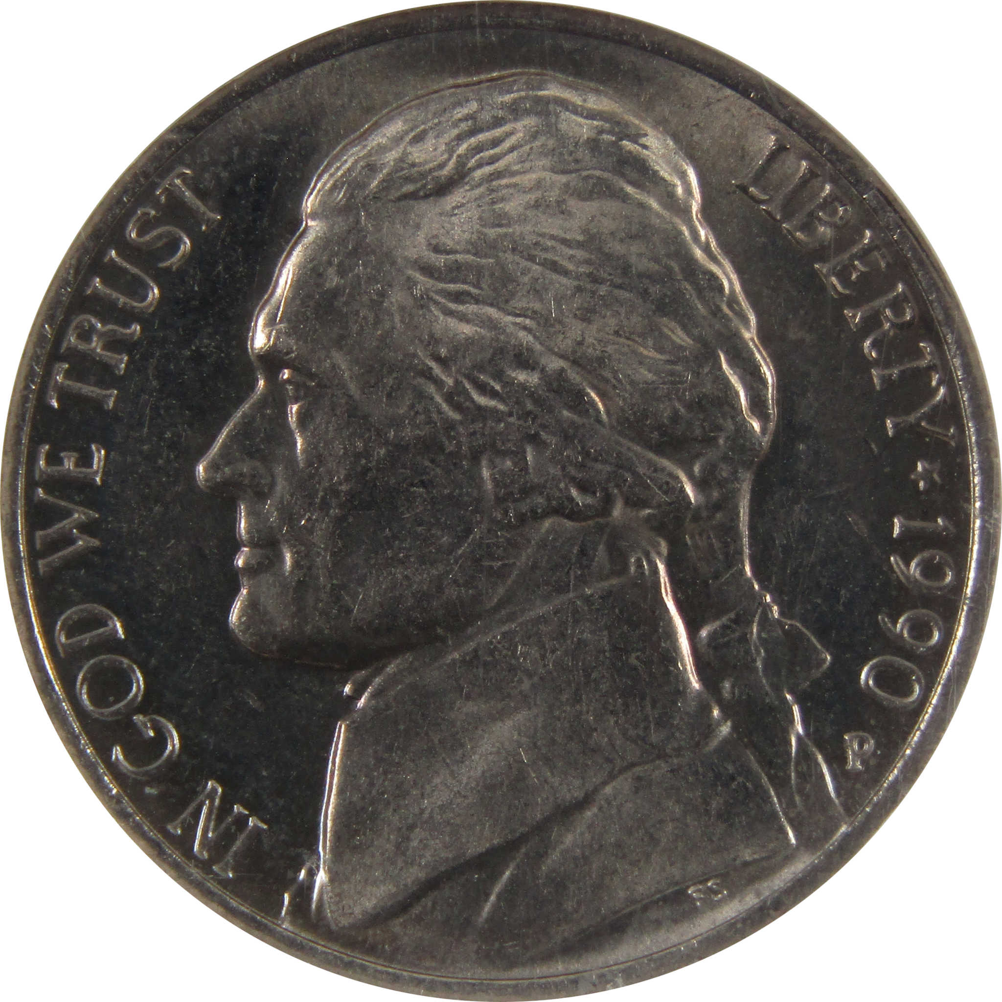 1990 P Jefferson Nickel AU 58 5FS NGC 5c Coin SKU:CPC5011