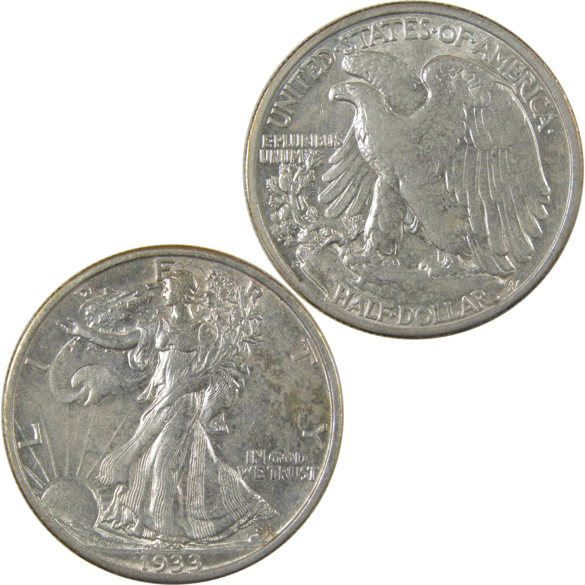 1933 S Liberty Walking Silver Half Dollar AU About UncSKU:I25162