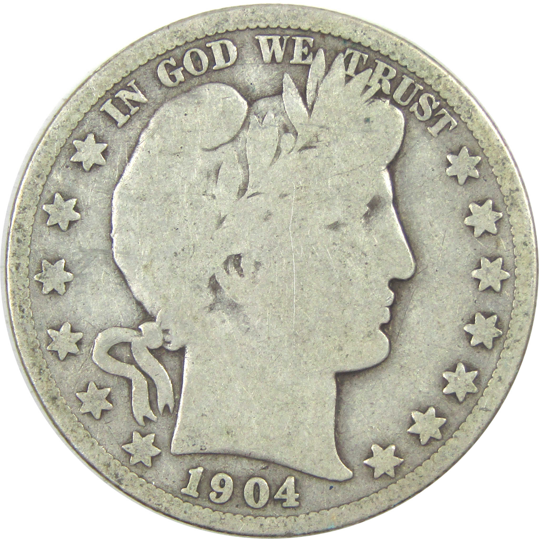 1904 S Barber Half Dollar G Good Silver 50c Coin SKU:I15586