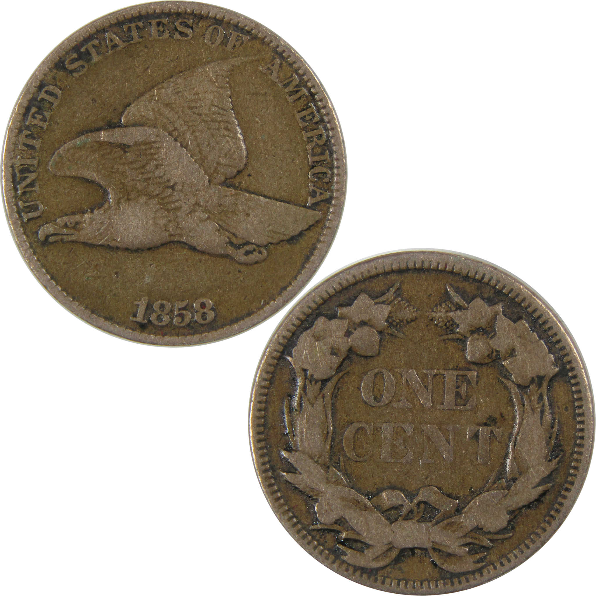 1858 Large Letters Flying Eagle Cent F Fine Penny 1c Coin SKU:I23729