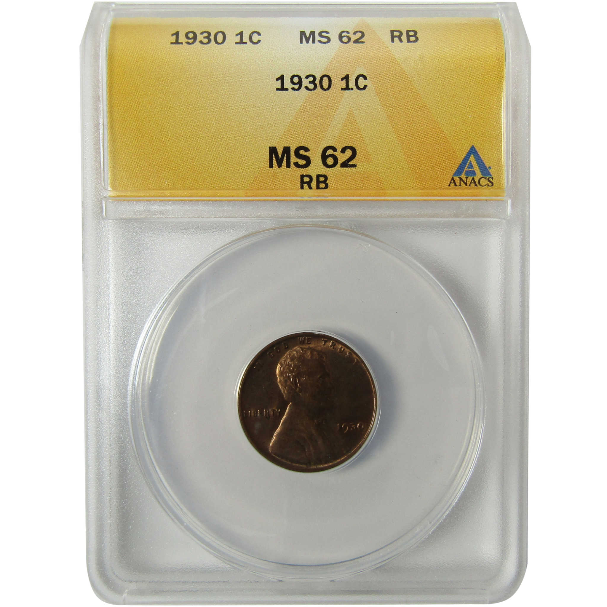 1930 Lincoln Wheat Cent MS 62 RB ANACS Uncirculated Penny SKU:I28446