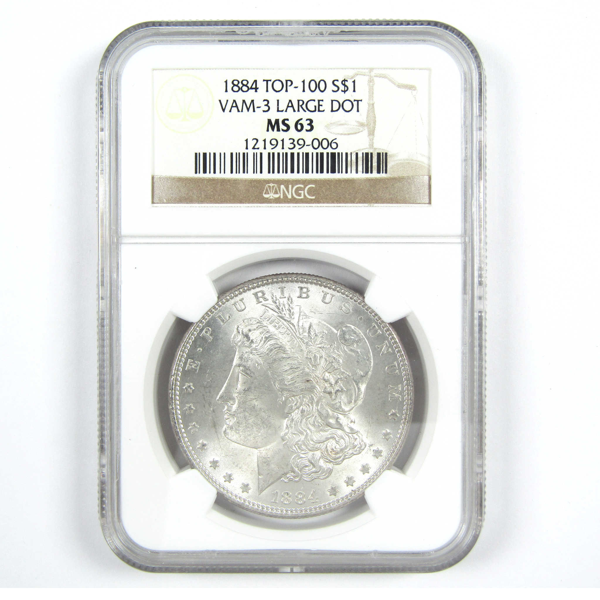 1884 VAM-3 Large Dot Morgan Dollar MS 63 NGC Silver $1 SKU:CPC7304 - Morgan coin - Morgan silver dollar - Morgan silver dollar for sale - Profile Coins &amp; Collectibles