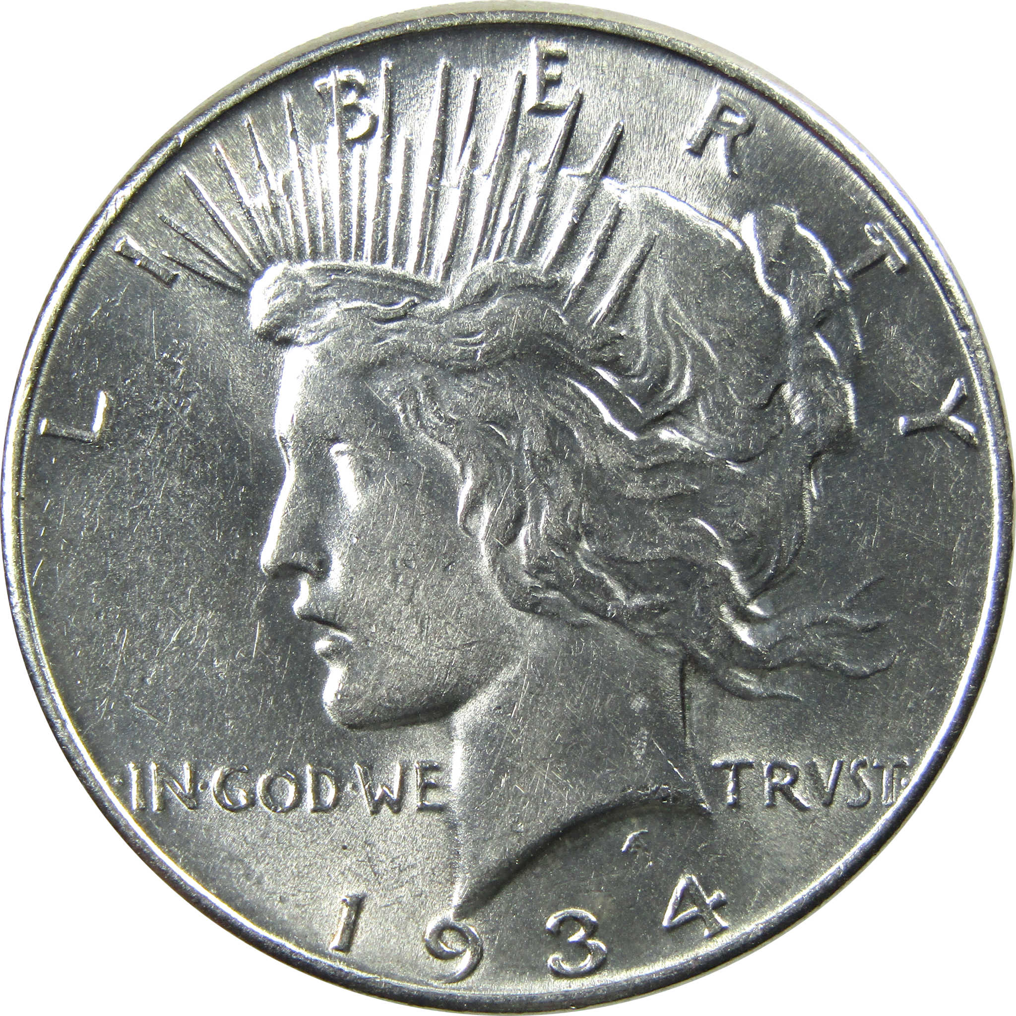 1934 Peace Dollar AU About Uncirculated Silver $1 Coin SKU:I13636