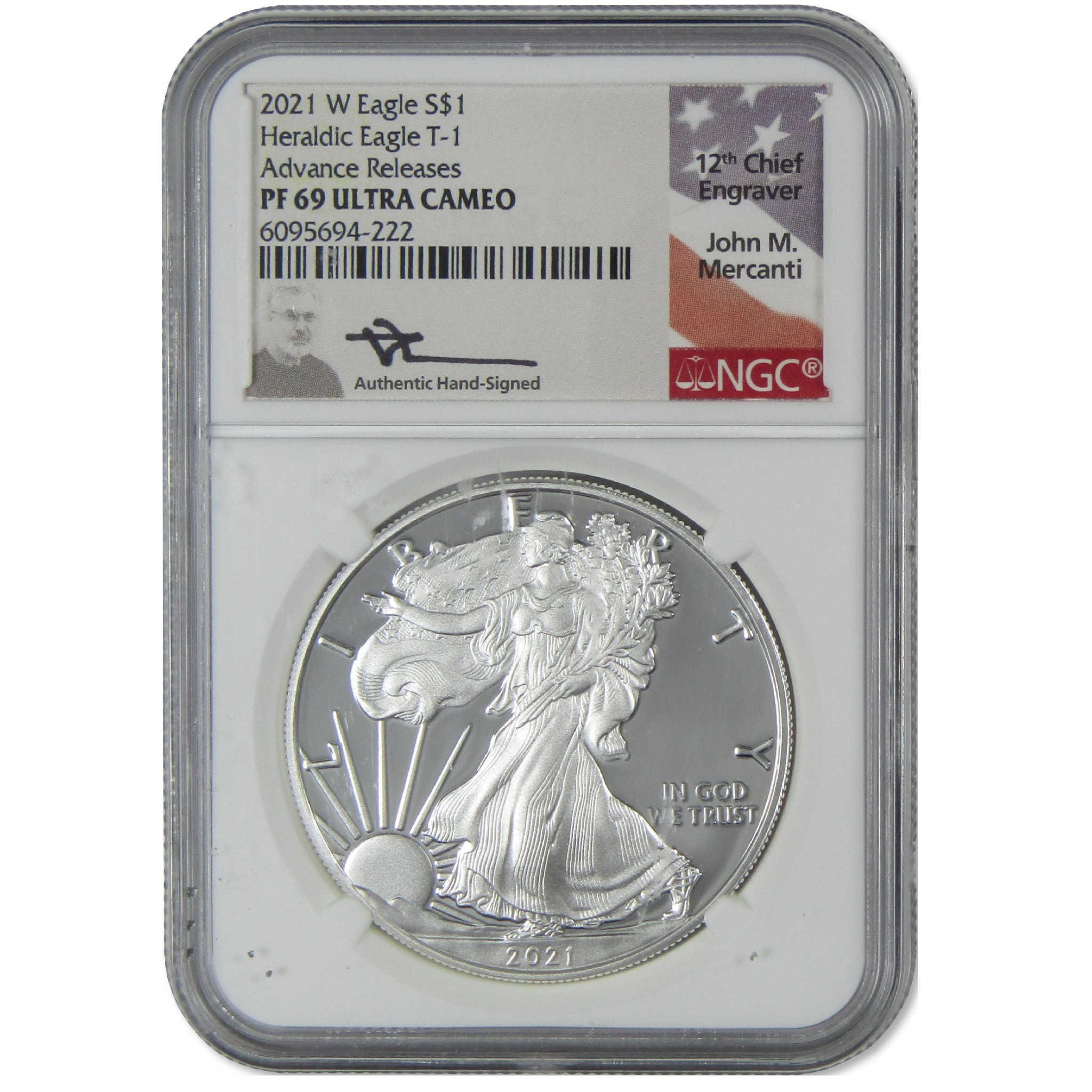 2021 W Type 1 American Silver Eagle PF 69 UCAM NGC Proof Mercanti