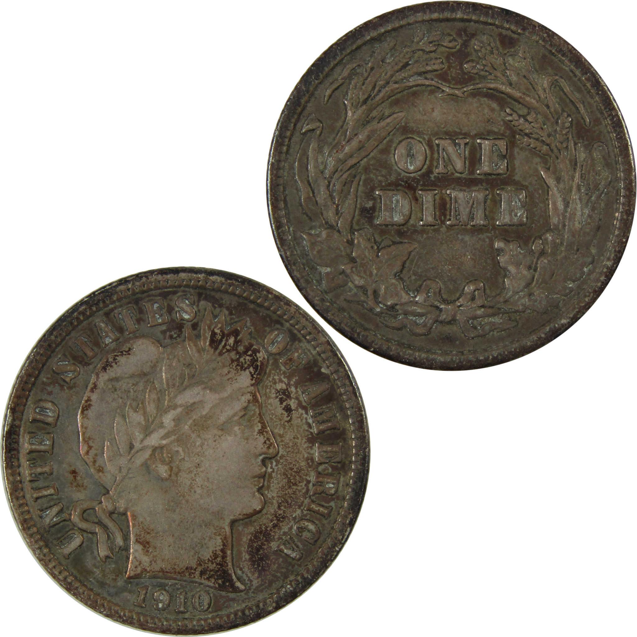 1910 Barber Silver Dime VF Very Fine Details 10c Coin SKU:CP1022