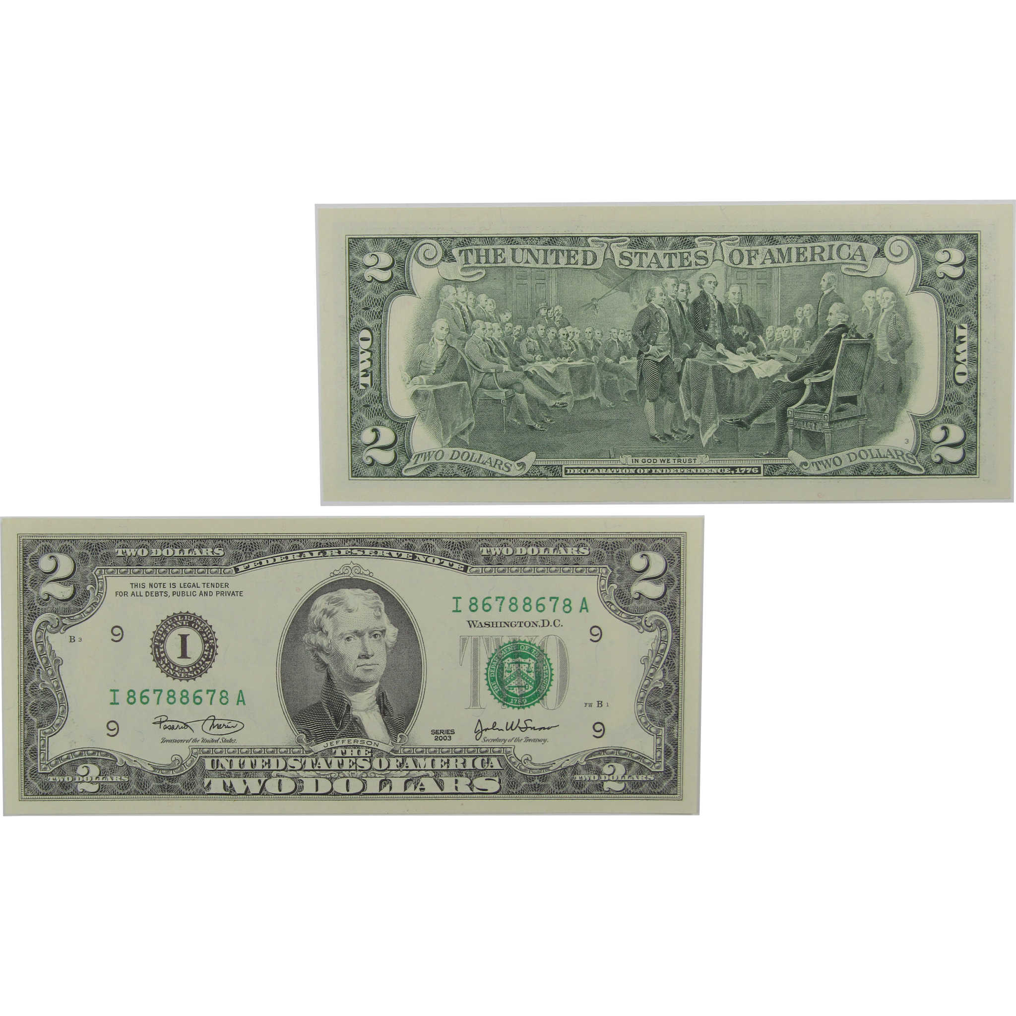 2003 $2 Federal Reserve Repeater Note CCU Choice Crisp Uncirculated