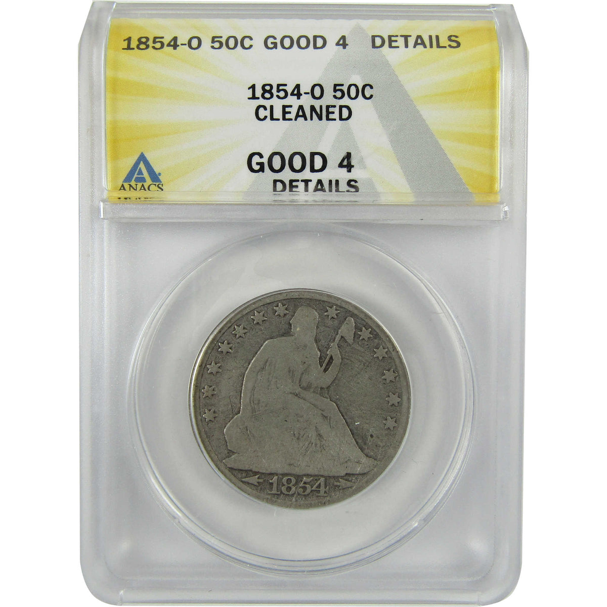 1854 O Seated Liberty Silver Half Dollar G 4 Details ANACS SKU:I28551