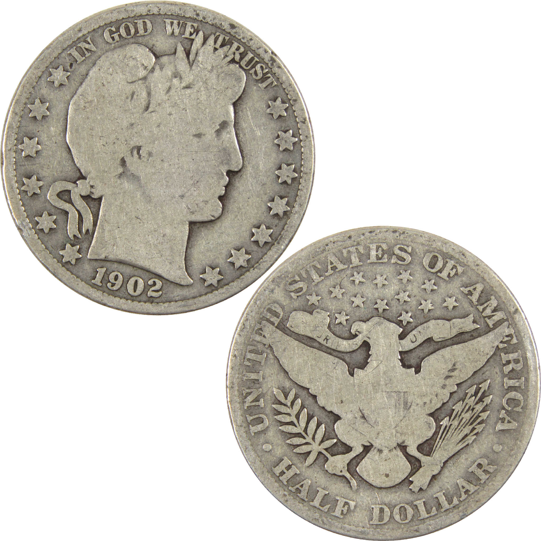 1902 Barber Half Dollar G Good Silver 50c Coin