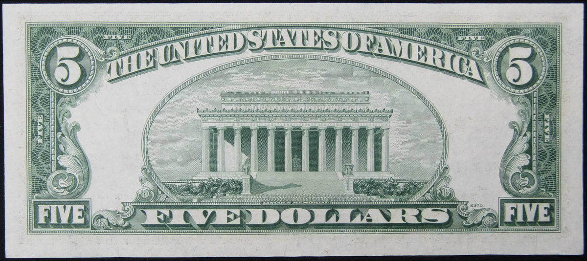 1953 A $5 Small Size Silver Certificate Note CCU Crisp Uncirculated