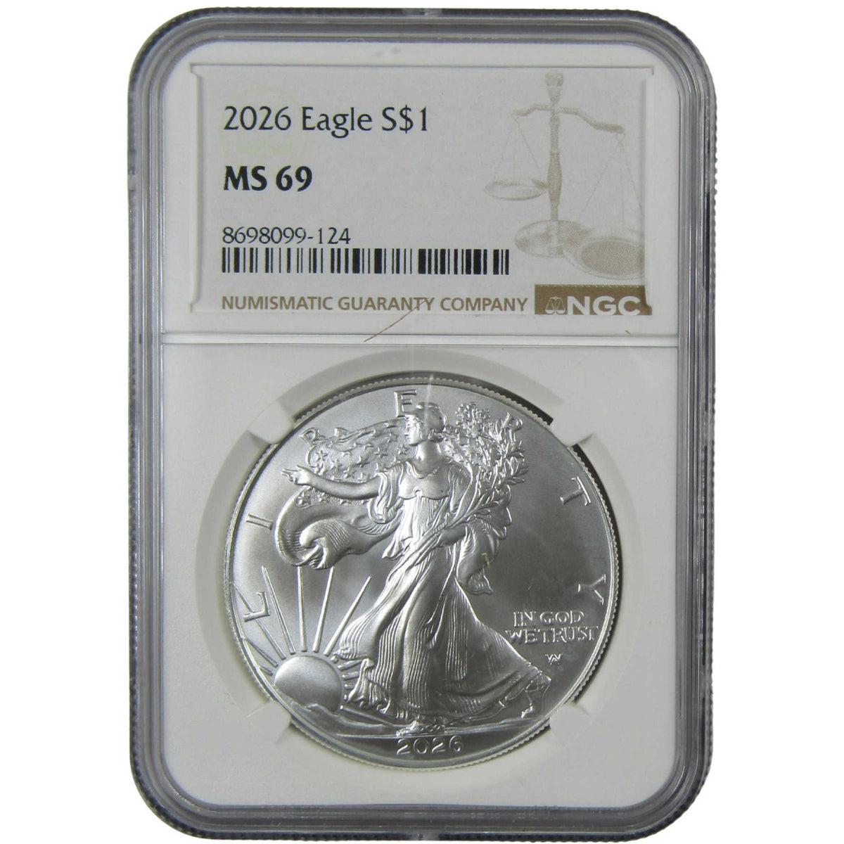2026 American Silver Eagle MS 69 NGC Uncirculated $1 Coin Collectible