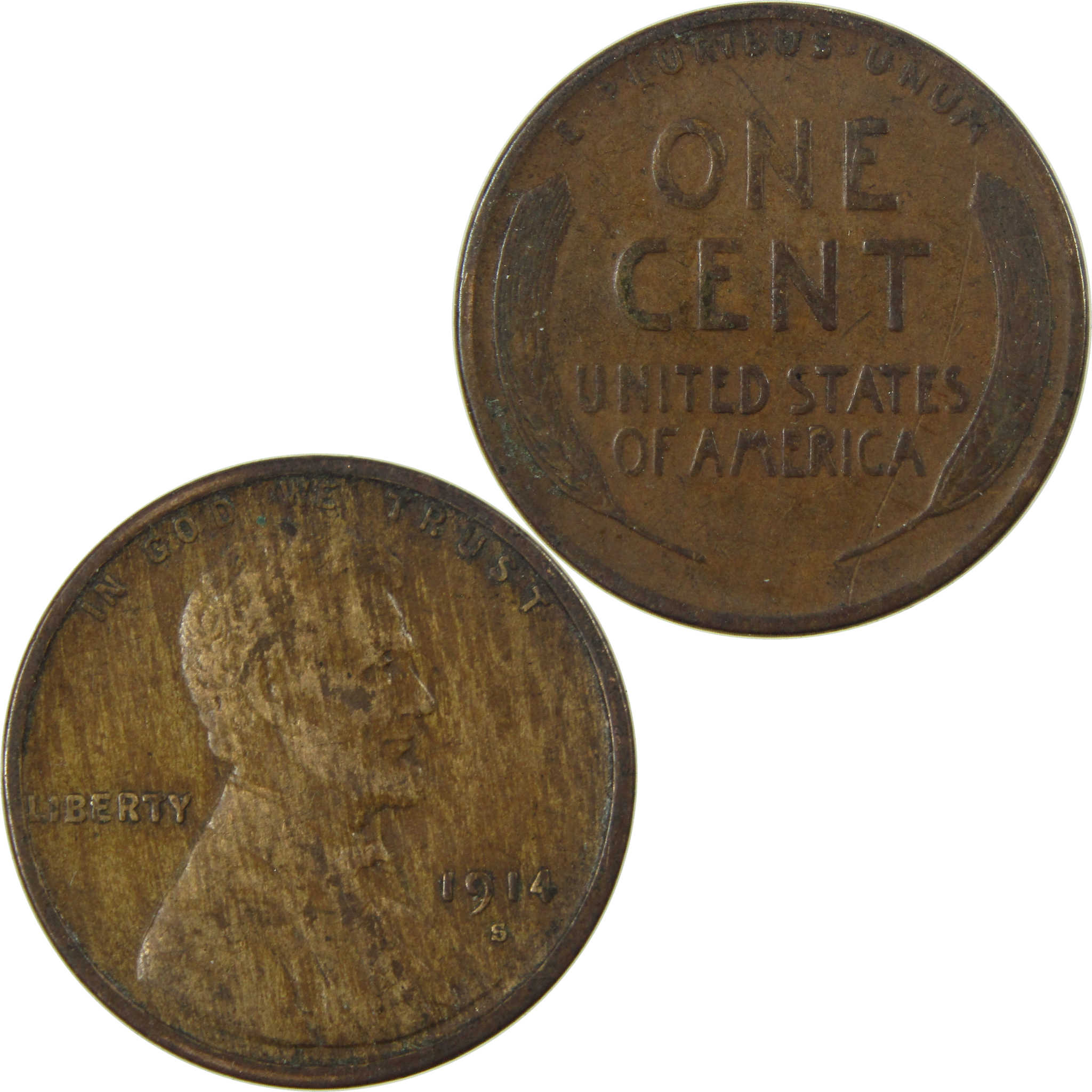1914 S Lincoln Wheat Cent VF Very Fine Penny 1c Coin SKU:I26883