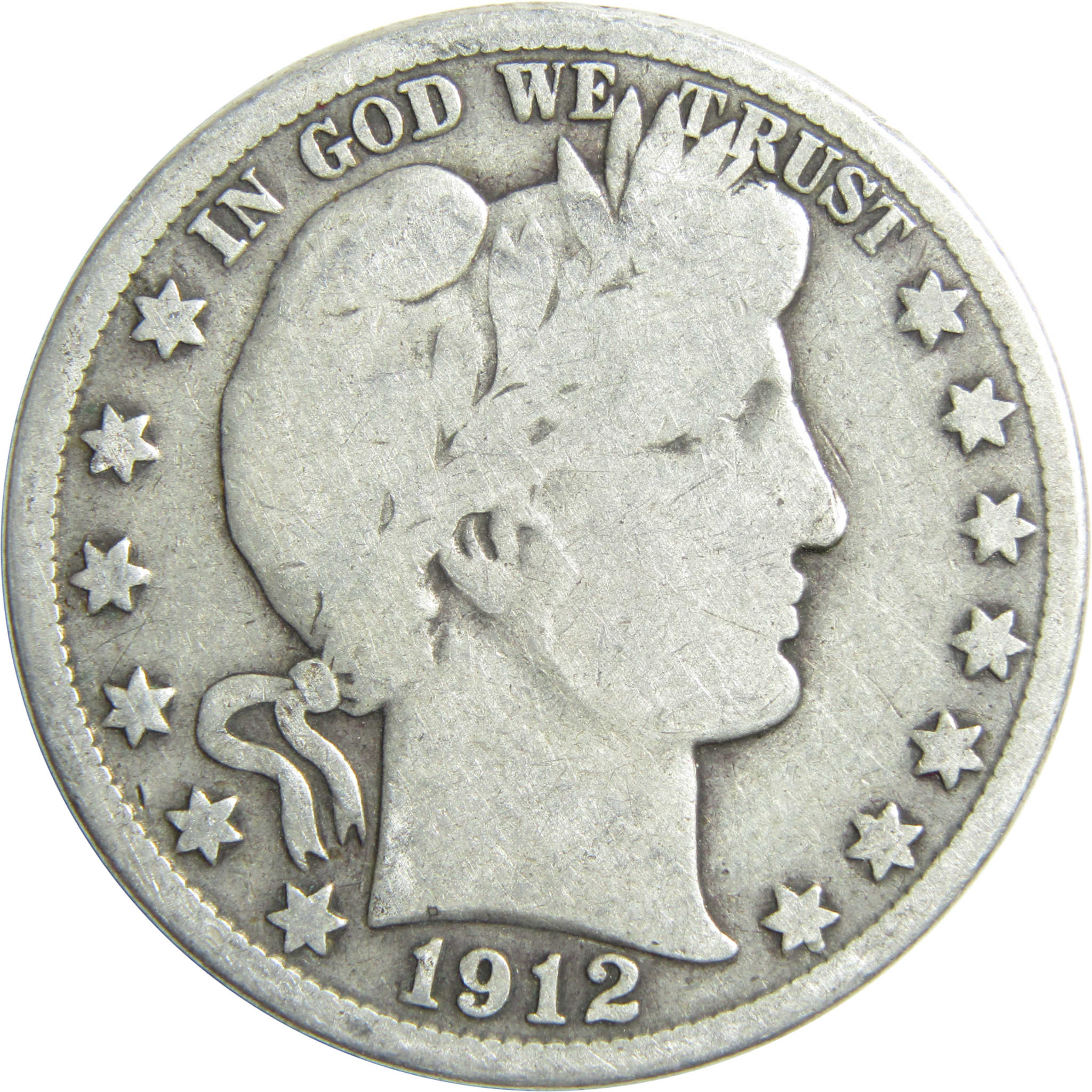 1912 S Barber Half Dollar G Good Silver 50c Coin SKU:I13245