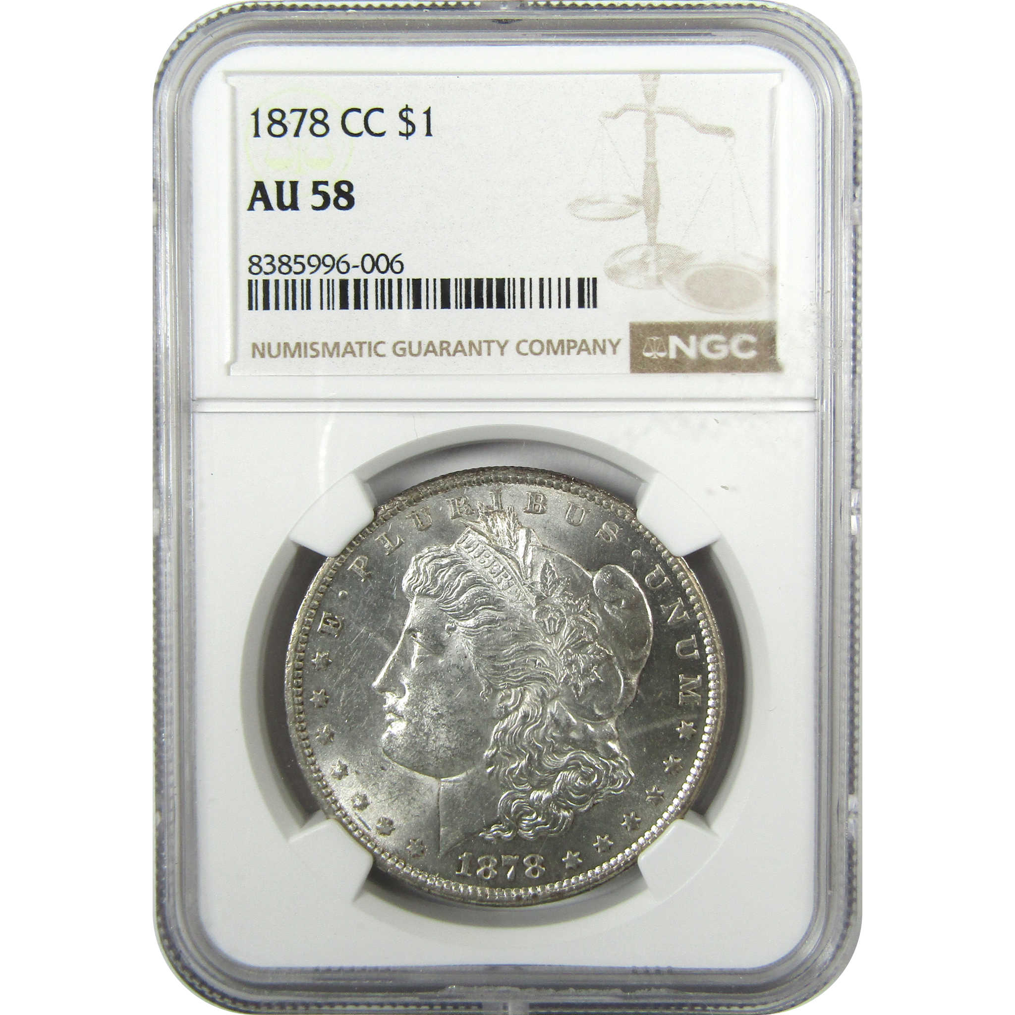 1878 CC Morgan Silver Dollar AU 58 NGC $1 Coin Collectible SKU:I27101 - Morgan coin - Morgan silver dollar - Morgan silver dollar for sale - Profile Coins &amp; Collectibles