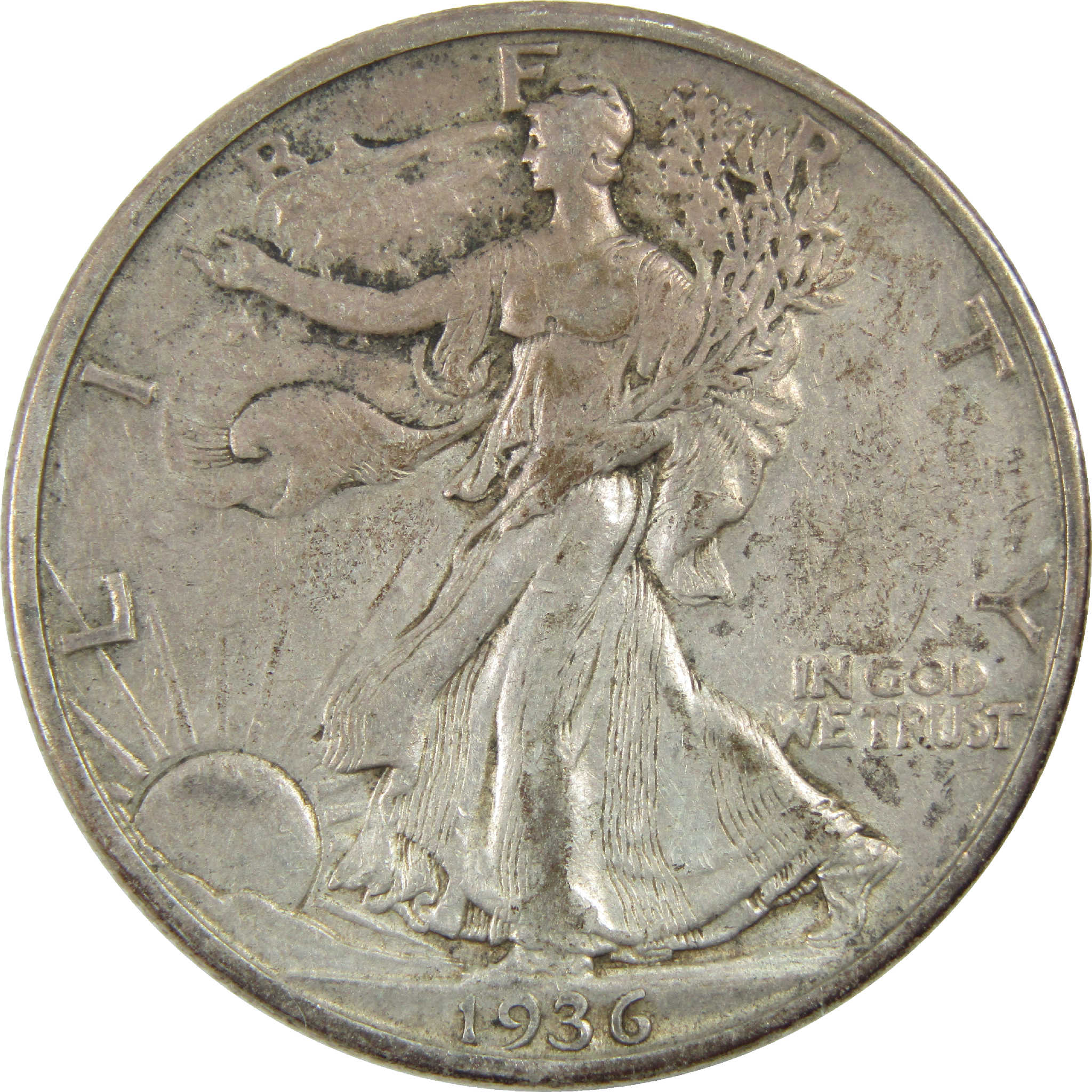 1936 D Liberty Walking Half Dollar XF EF Silver SKU:I13565